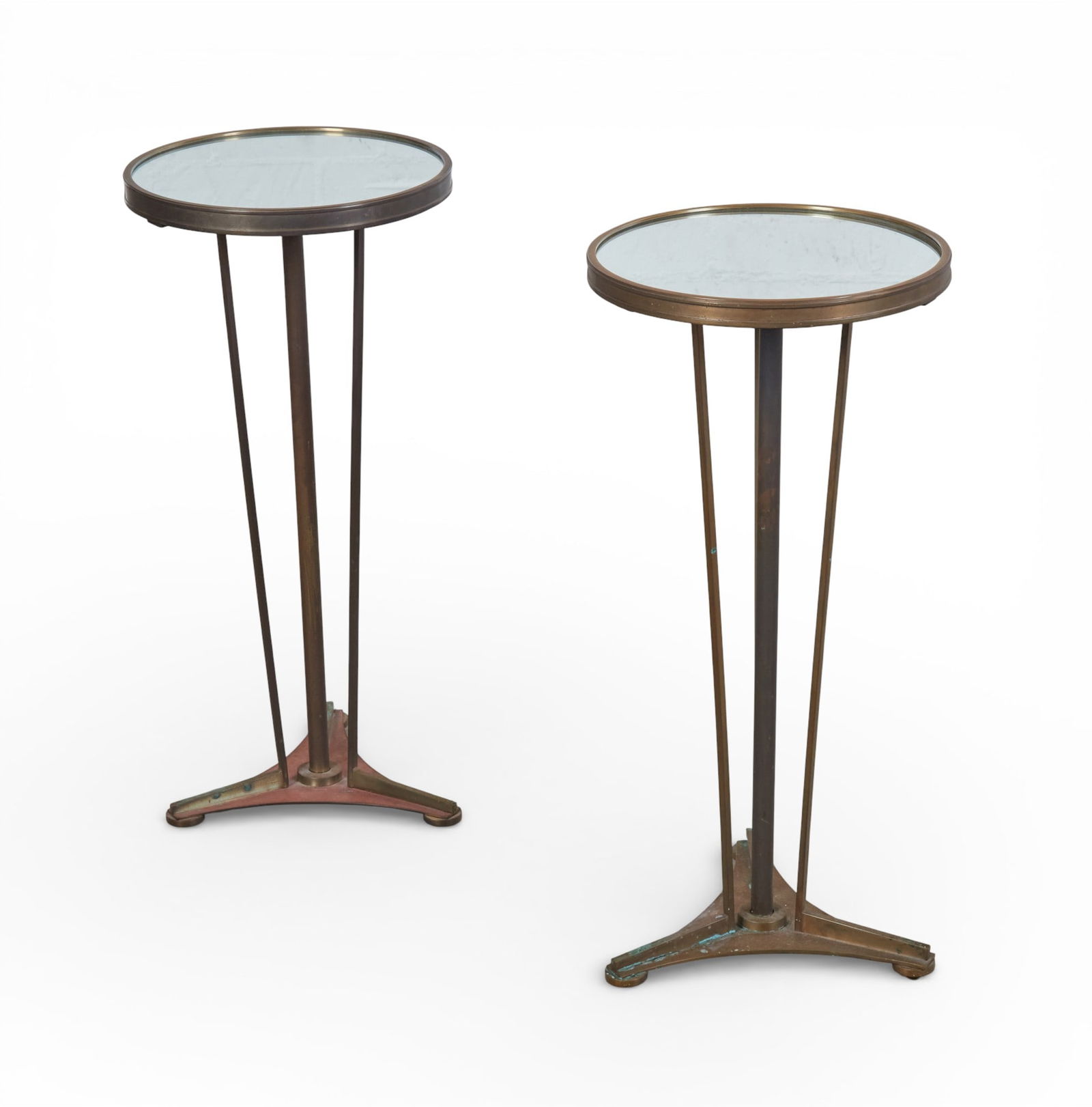 A pair of art deco style occasional tables with mirrored tops (1 of 5)