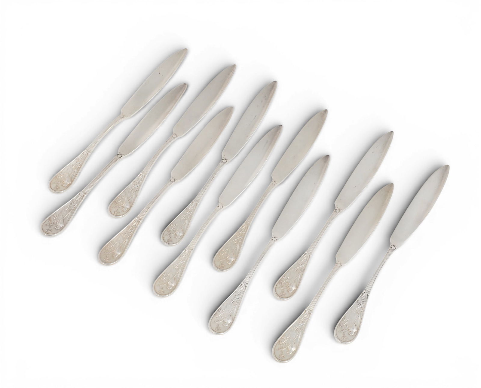 A set of eleven Tiffany & Co sterling silver Japanese caviar/pate knives (1 of 2)