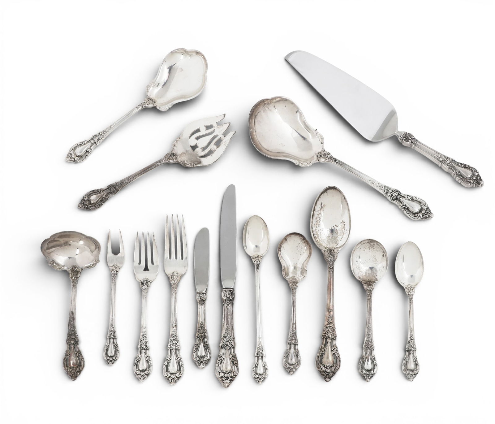 A Lunt sterling silver Eloquence flatware service, mid 20th century (1 of 4)