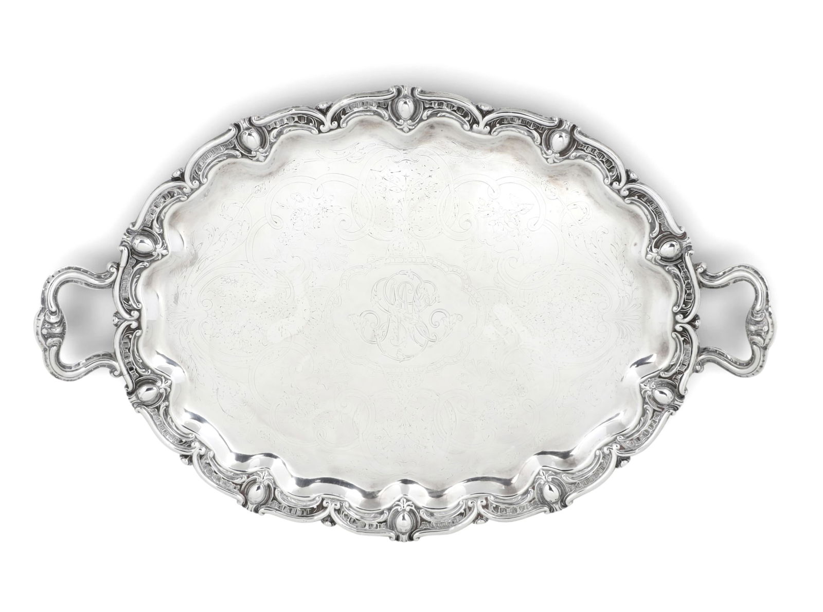 A French first standard silver two-handled tea tray, Emile Hugo, Paris, late 19th century (1 of 6)