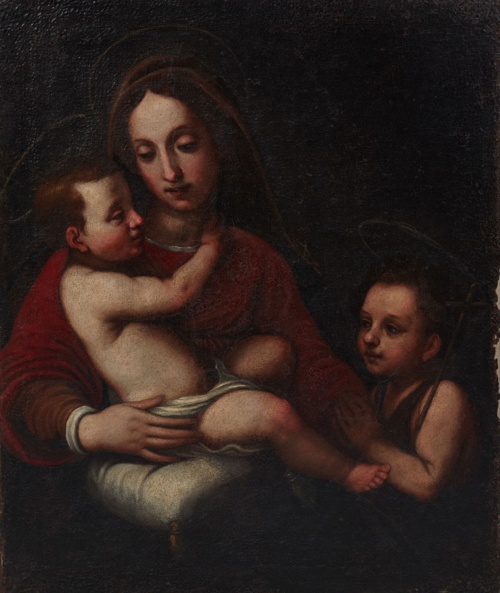 Italian School (17th century), Madonna and Child with St. John the Baptist, oil on canvas (1 of 5)