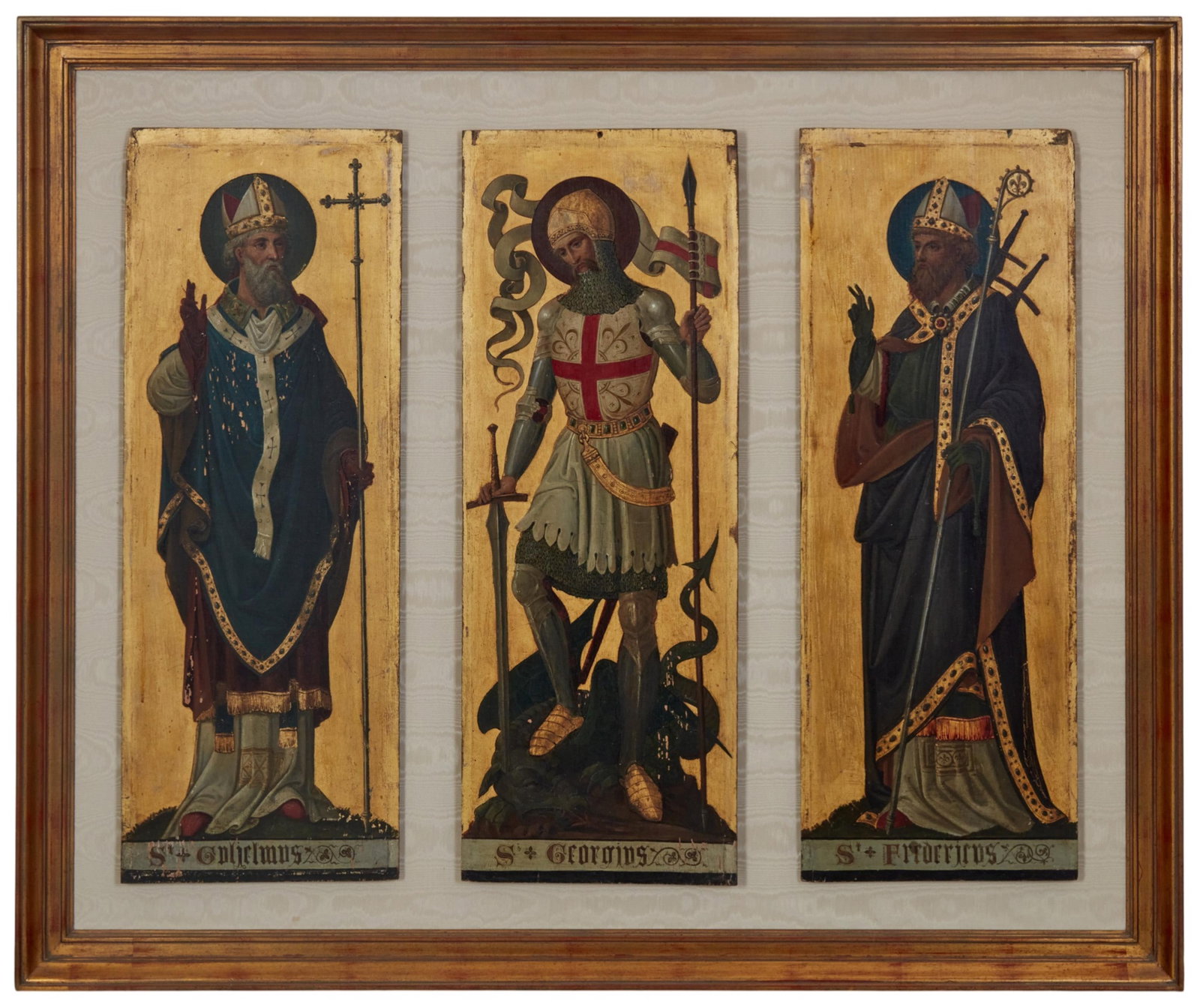 North European School (late 19th century), St. William, St. George & St. Frederick, tempera on panel (1 of 5)