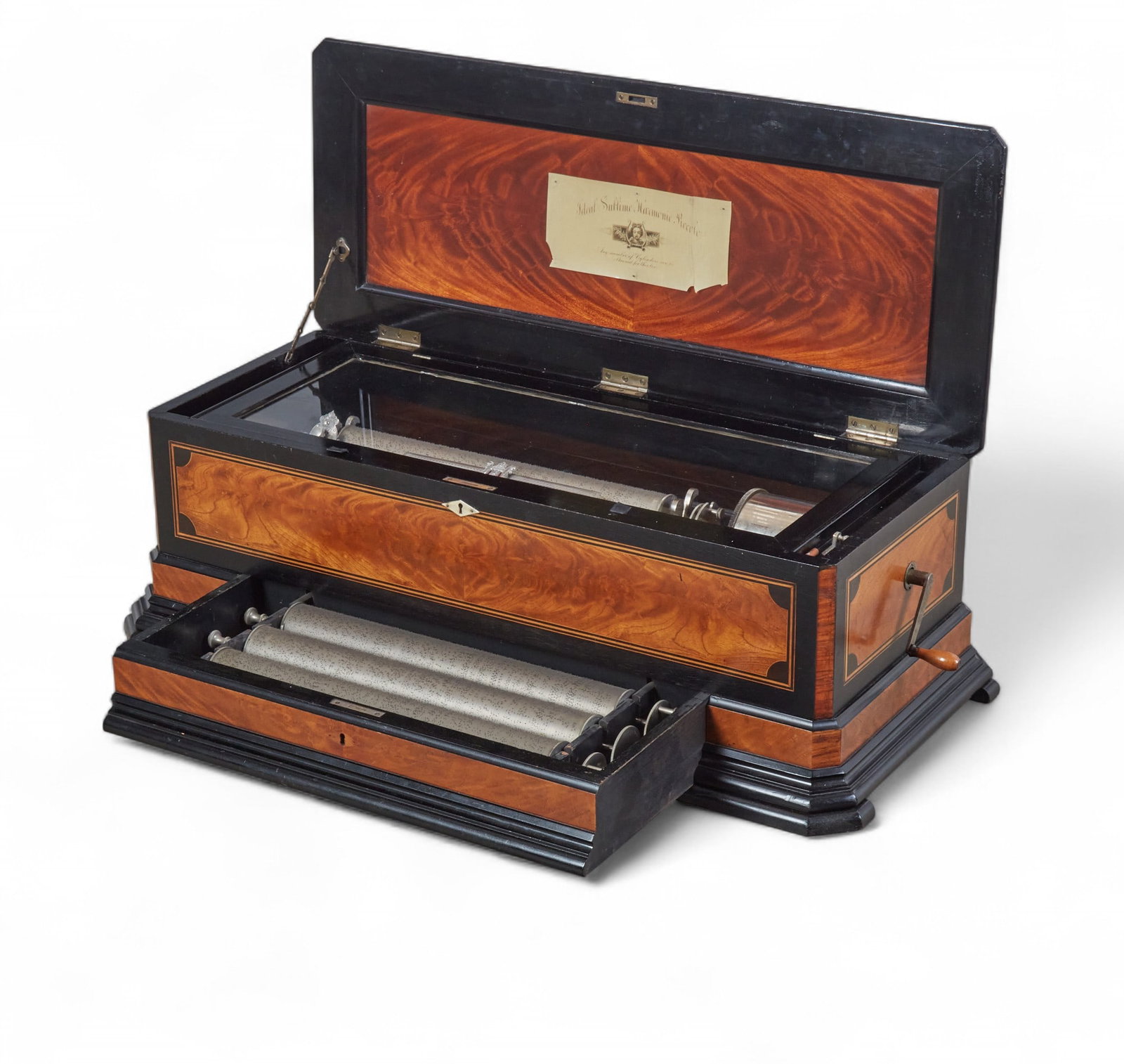 A Mermod Freres parcel ebonized mahogany cased Ideal Sublime Harmony Piccolo cylinder music box (1 of 16)