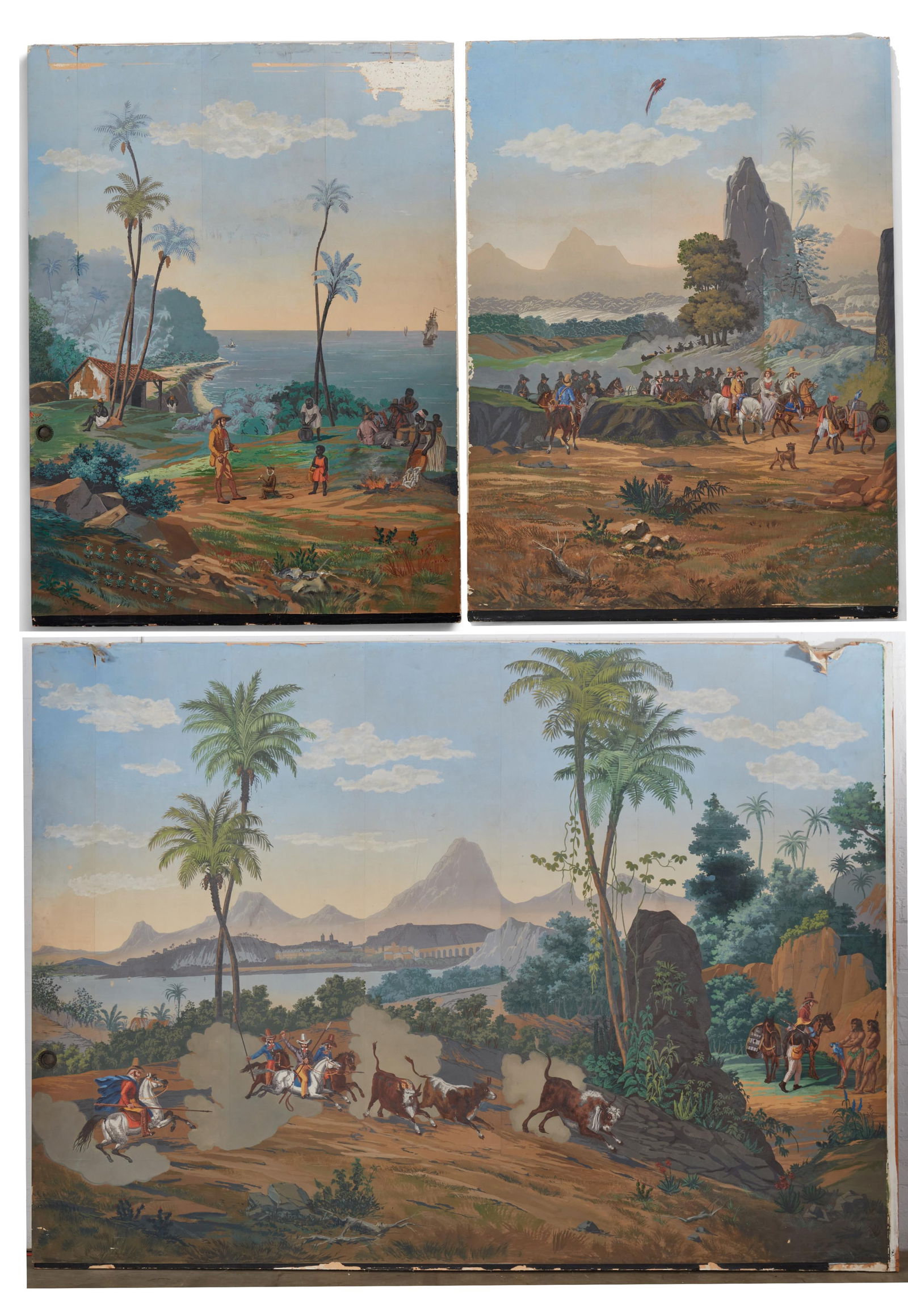 Six hand painted wallpaper panels from the series Les Vues du Bresil, Zuber & Cie, Paris (1 of 20)