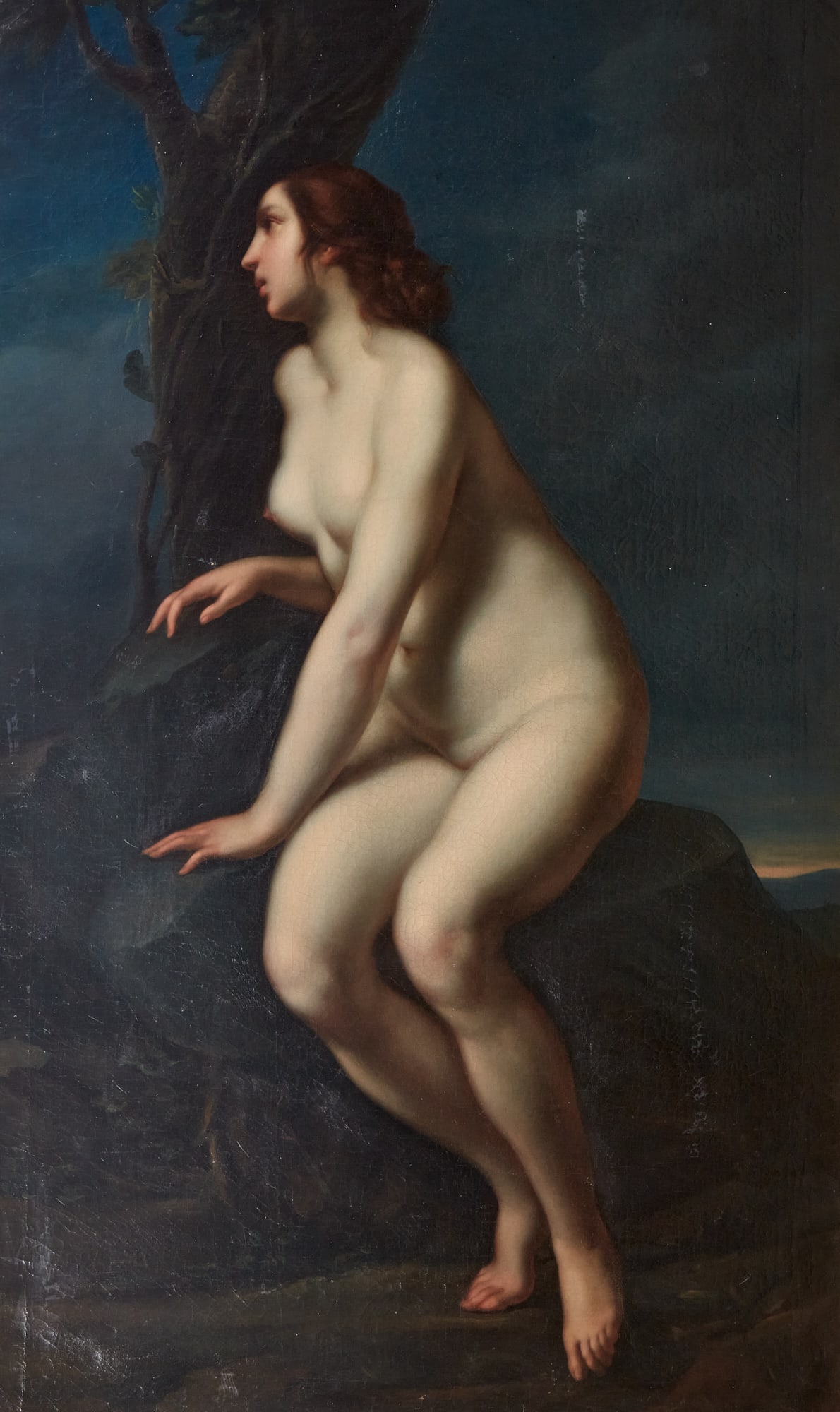 Continental School (late 19th century), Seated nymph, oil on canvas, 65 x 40in (165 x 101.5cm): Continental Schoollate 19th centurySeated nymphoil on canvas65 x 40in (165 x 101.5cm)