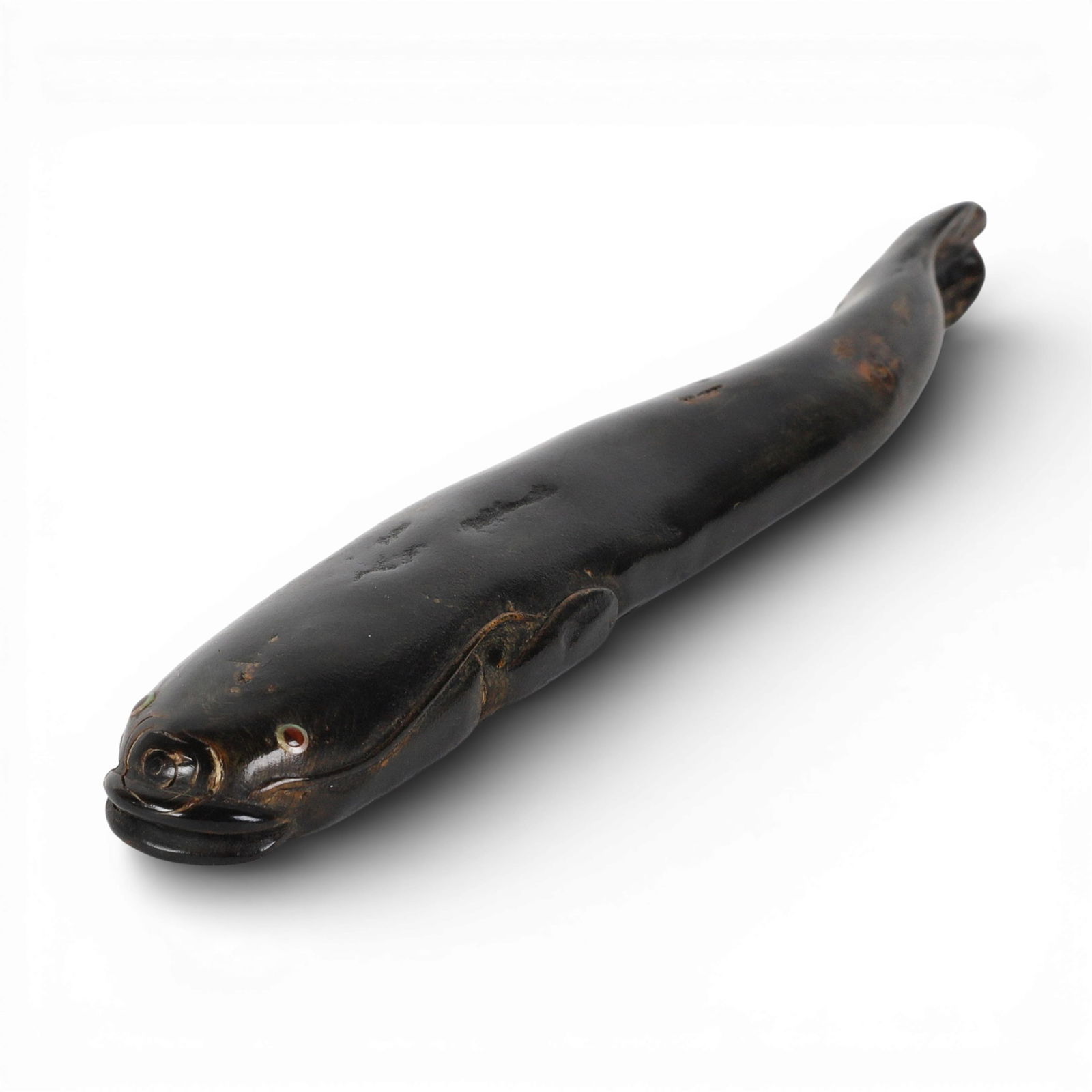 A Japanese carved horn catfish netsuke (1 of 4)