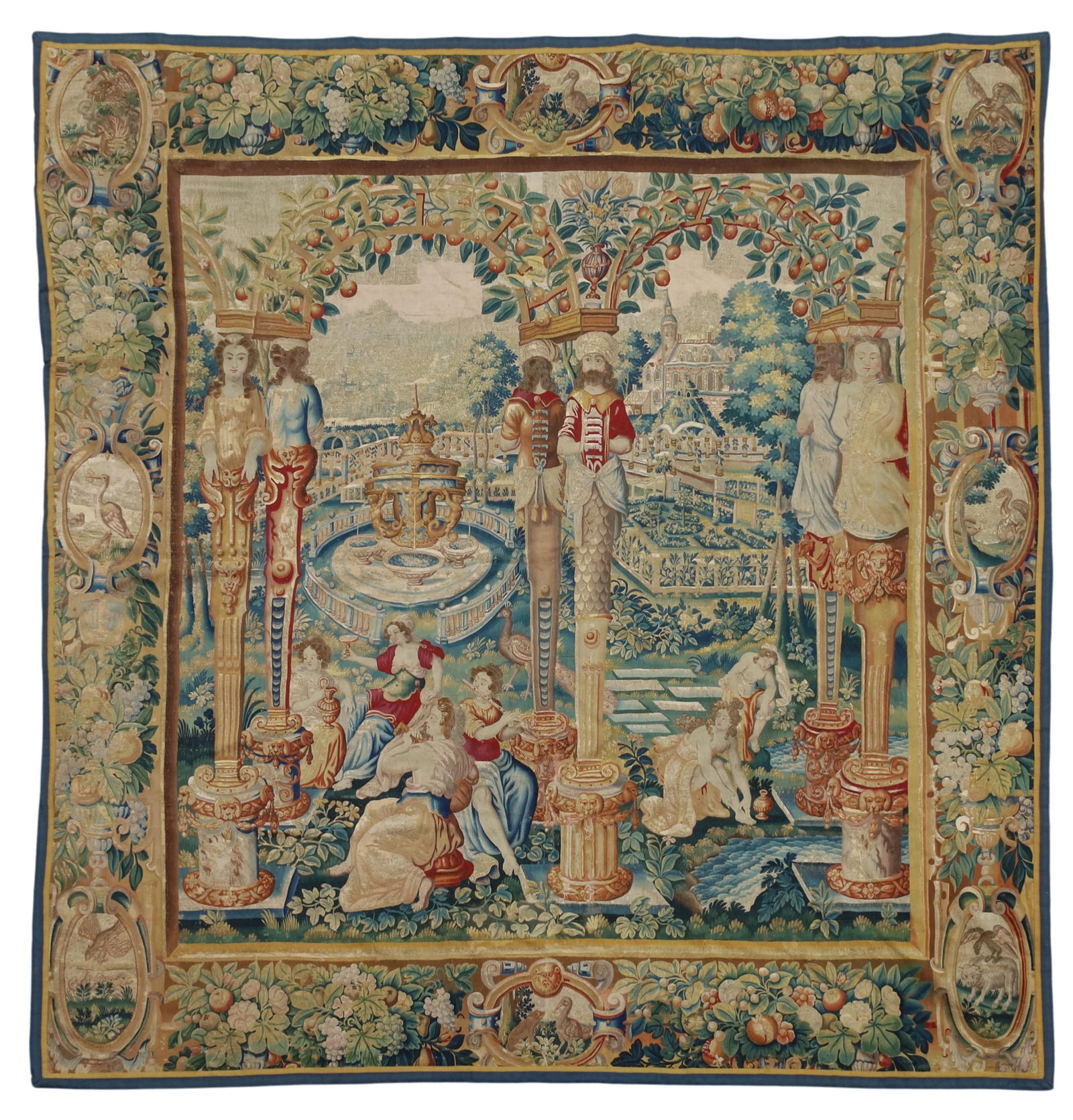 A Franco Flemish Baroque garden tapestry, 17th/18th century (1 of 3)