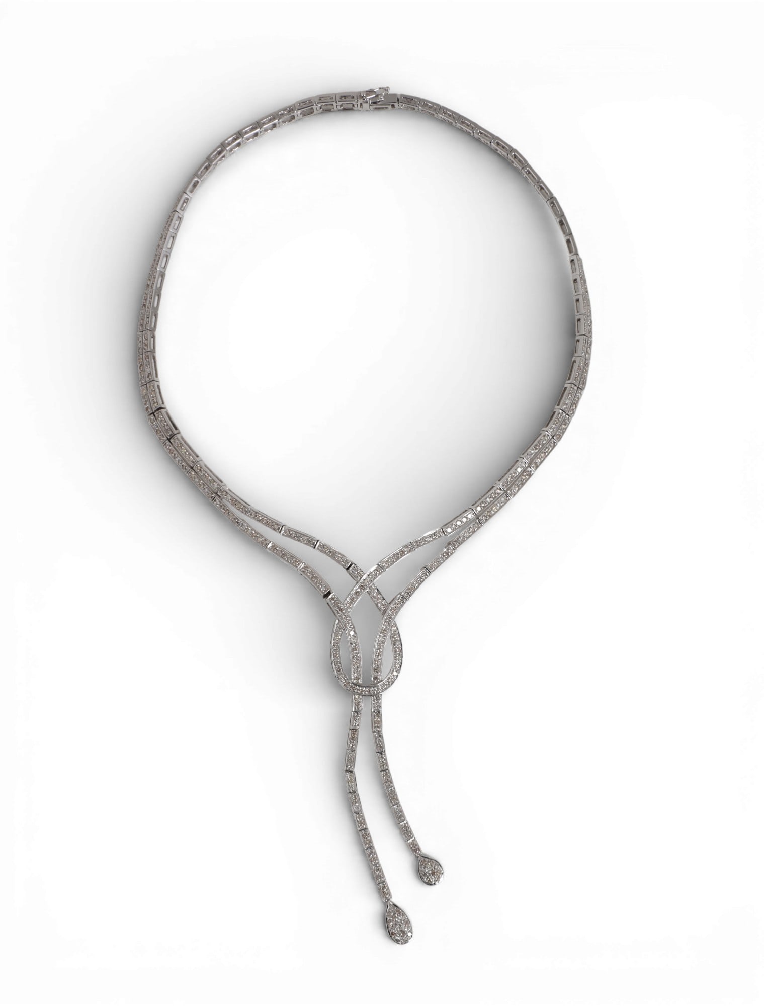 A diamond and 18K white gold necklace,length approximately 16in (40.5cm); gross weight: 50.5 grams. (1 of 4)