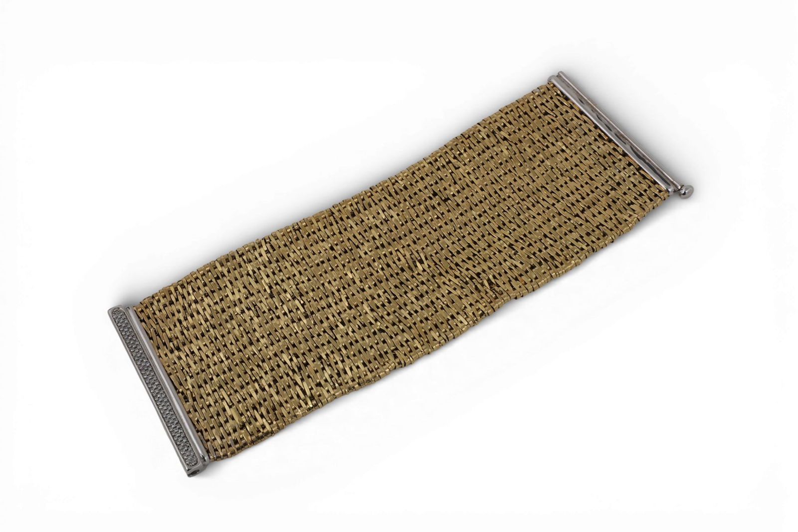 A diamond and 18K bicolor gold bracelet,approximately 7.85 x 2.75in (20 x 7cm) (1 of 5)