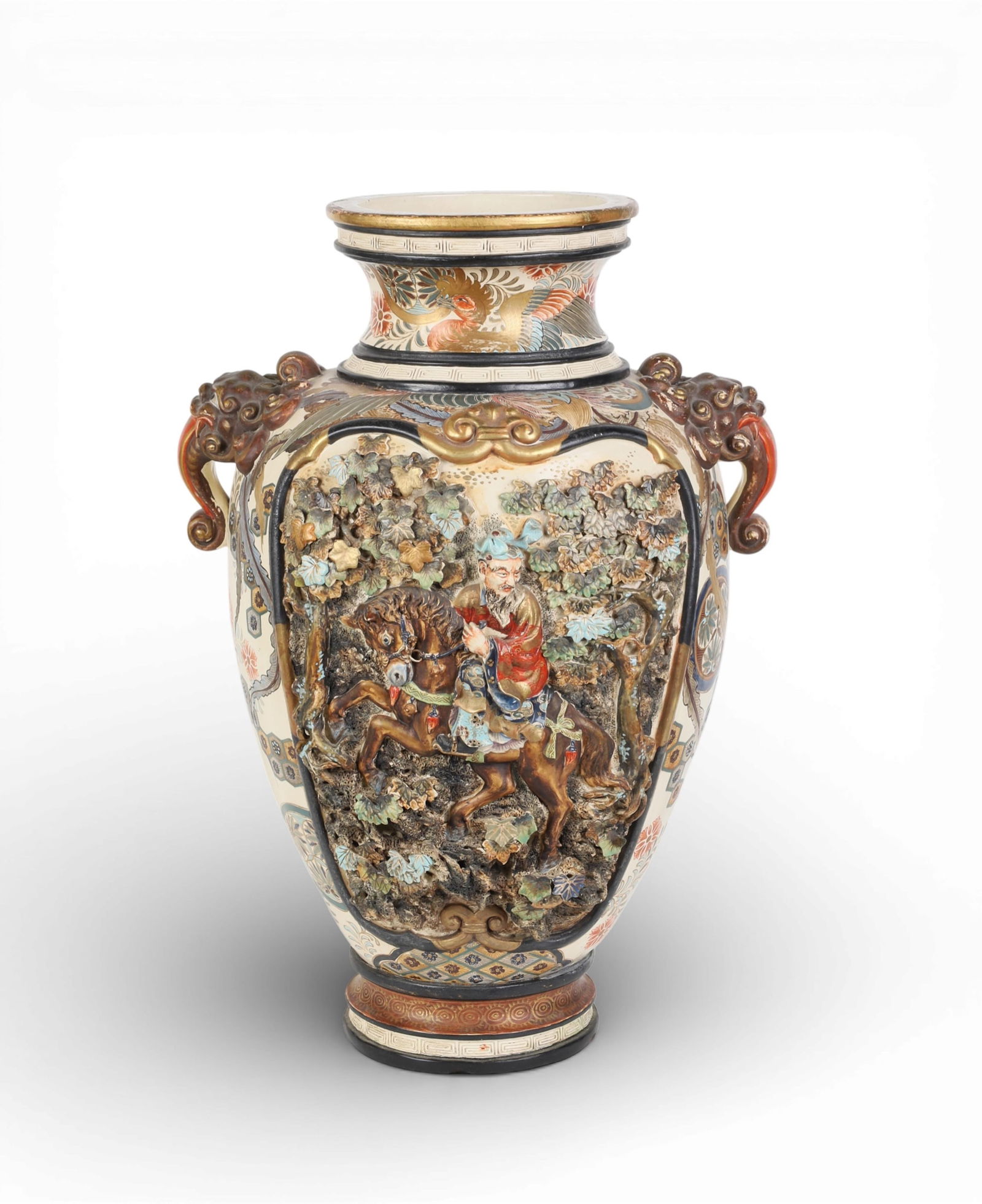 A large Japanese Satsuma relief decorated vase (1 of 9)