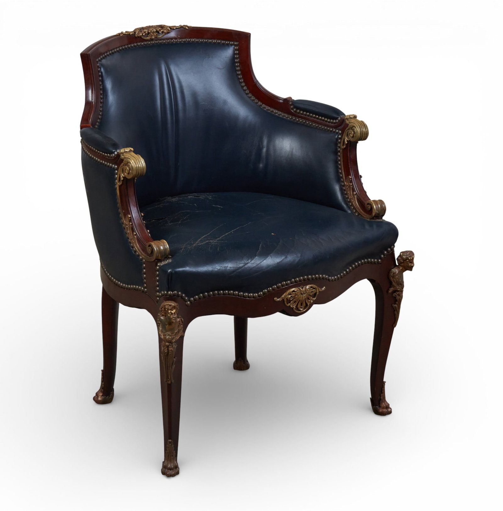 A Louis XV style gilt bronze mounted mahogany bergere, 20th century (1 of 8)