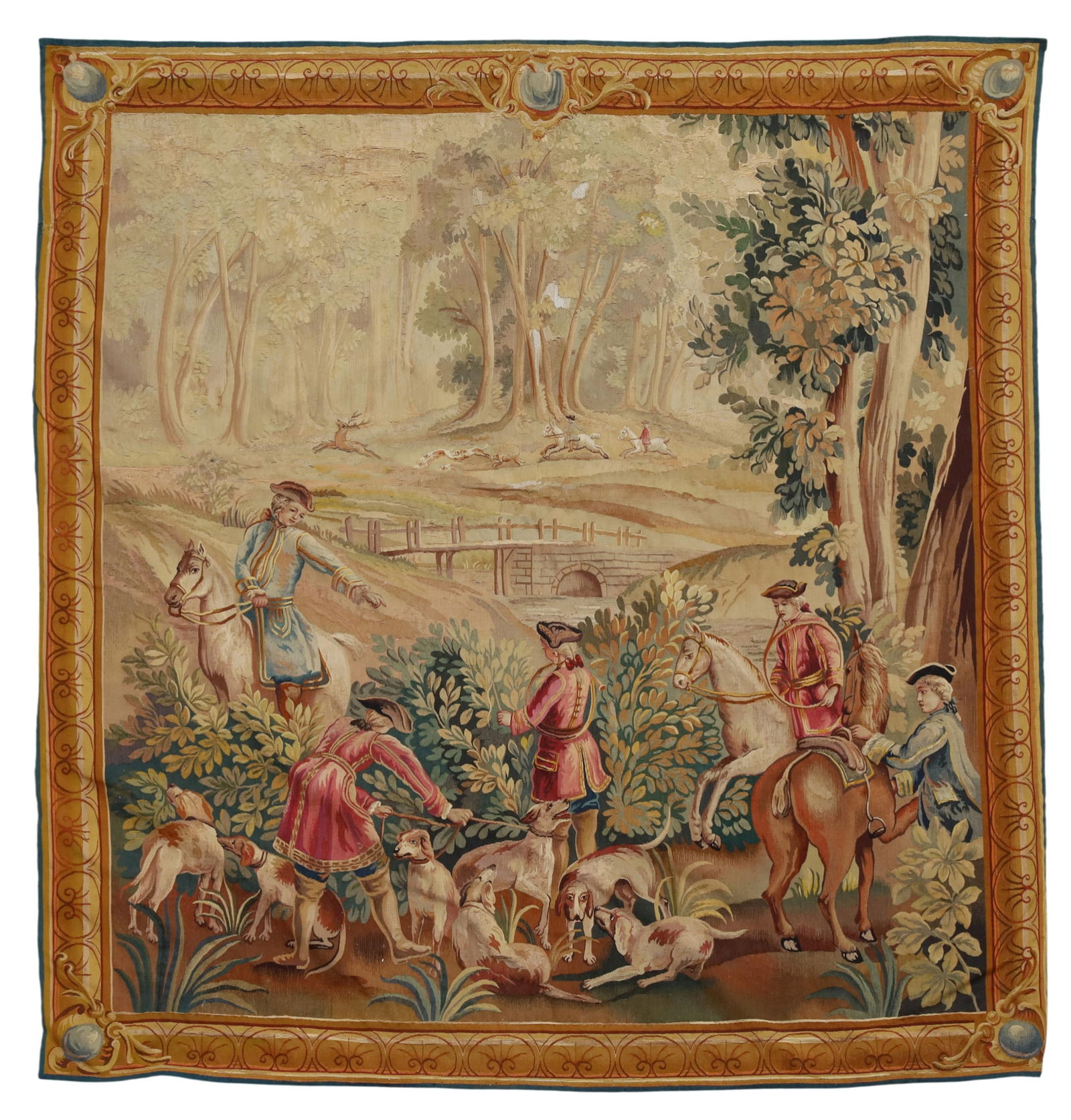An Aubusson hunting tapestry, circa 1900 (1 of 3)