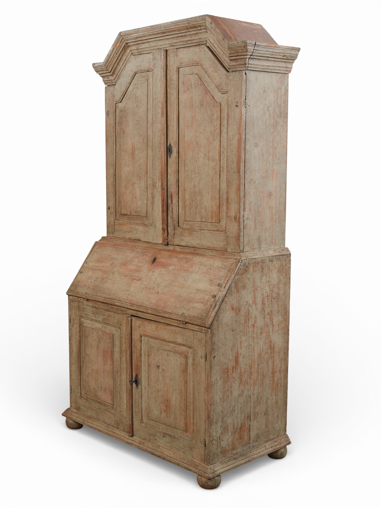 A Swedish Baroque paint decorated secretary cabinet, early 18th century (1 of 10)