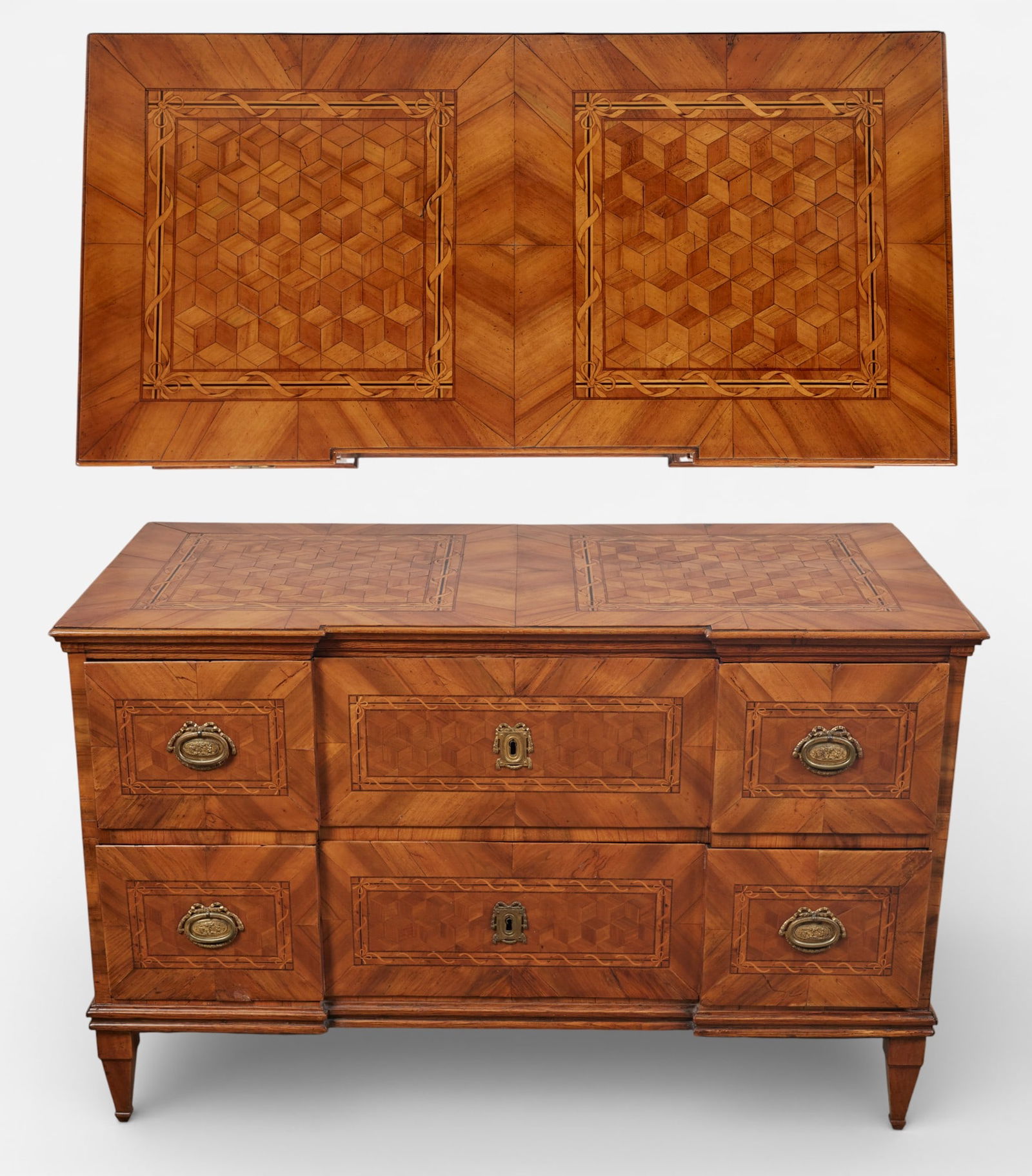 An Italian Neoclassical walnut marquetry and parquetry commode, late 18th century (1 of 14)