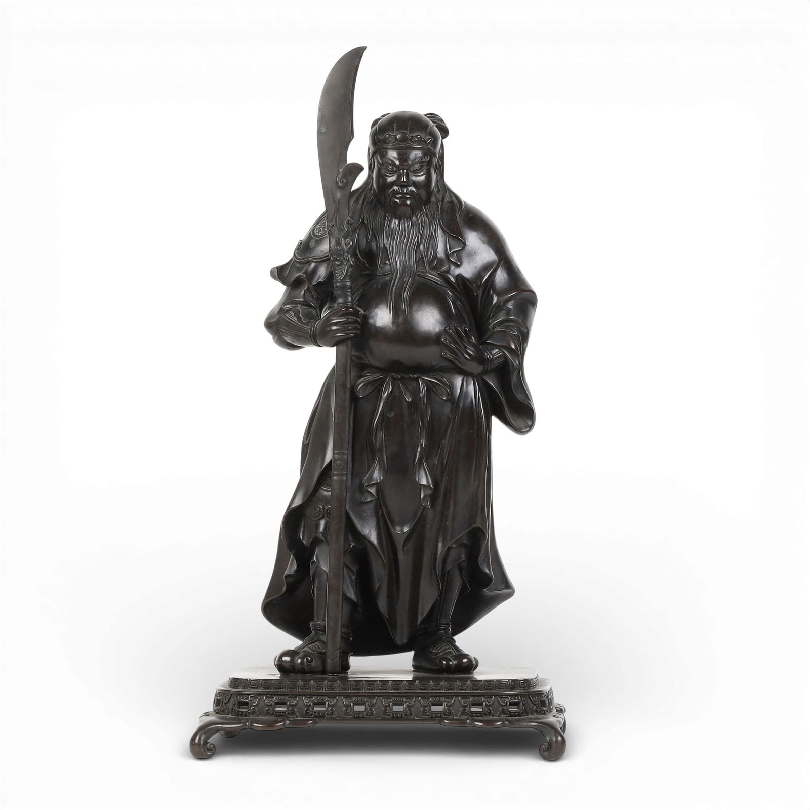 A Chinese patinated bronze figure of Guan Yu (1 of 6)