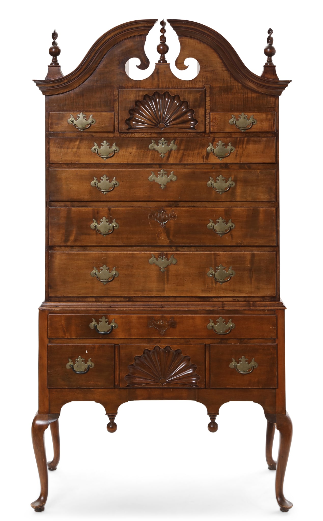 An American walnut highboy, Connecticut River Valley, North of Hartford, mid 18th century (1 of 15)