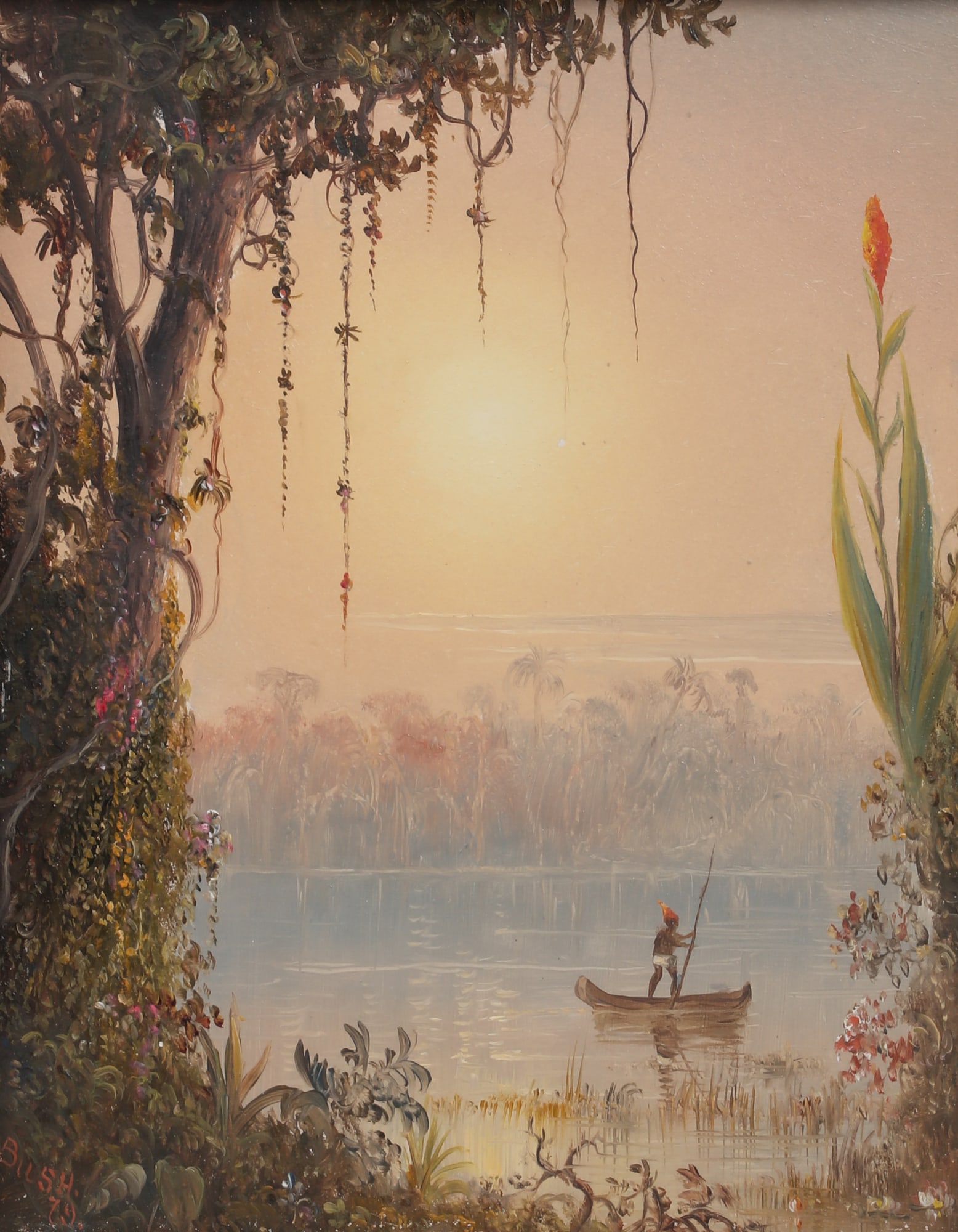 Norton Bush (American, 1834-1894), A Tropical Morning, 1879, gouache on paper, 10 x 8in (25.5 x: Norton Bush(American, 1834-1894)A Tropical Morning, 1879gouache on papersigned lower left NBUSH and dated, titled to reverse10 x 8in (25.5 x 20cm); sheet 11 1/2 x 9in (29 x 23cm)