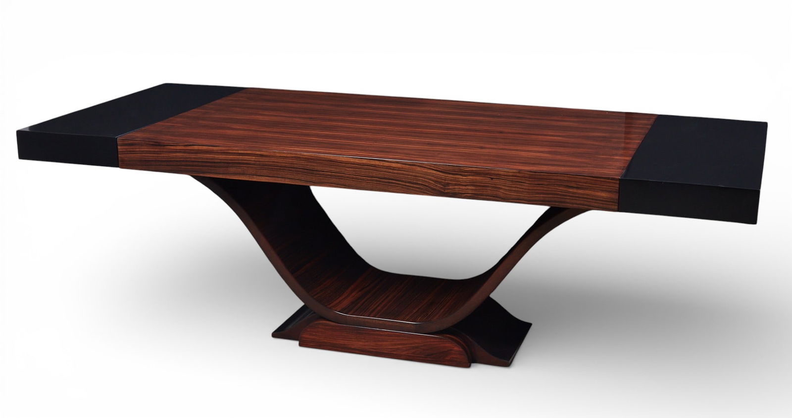 An Art Deco Macassar ebony extension dining table with two leaves, possibly Jules Leleu, circa 1930 (1 of 9)