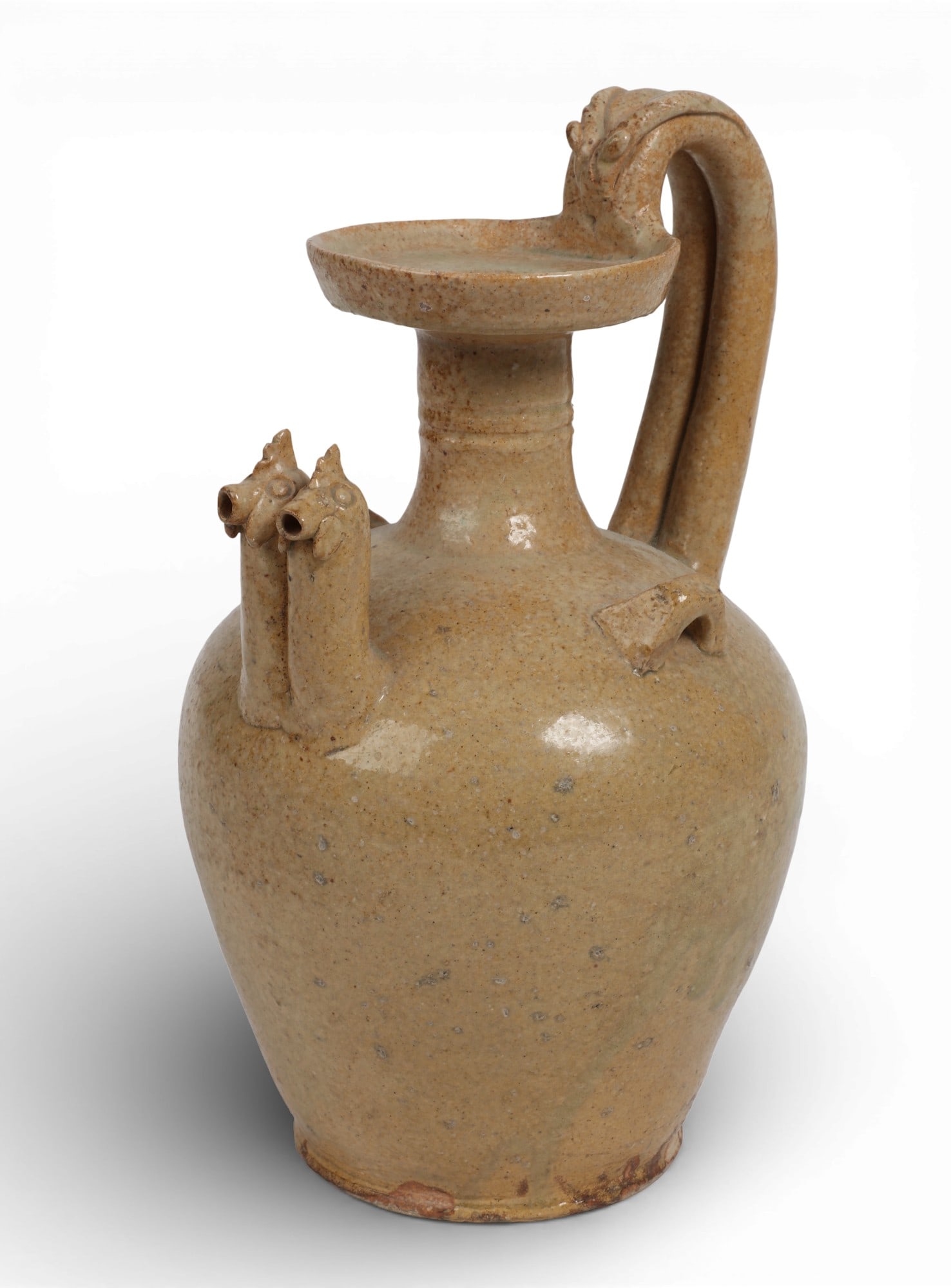 A Chinese double chicken head yue celadon ewer (1 of 4)