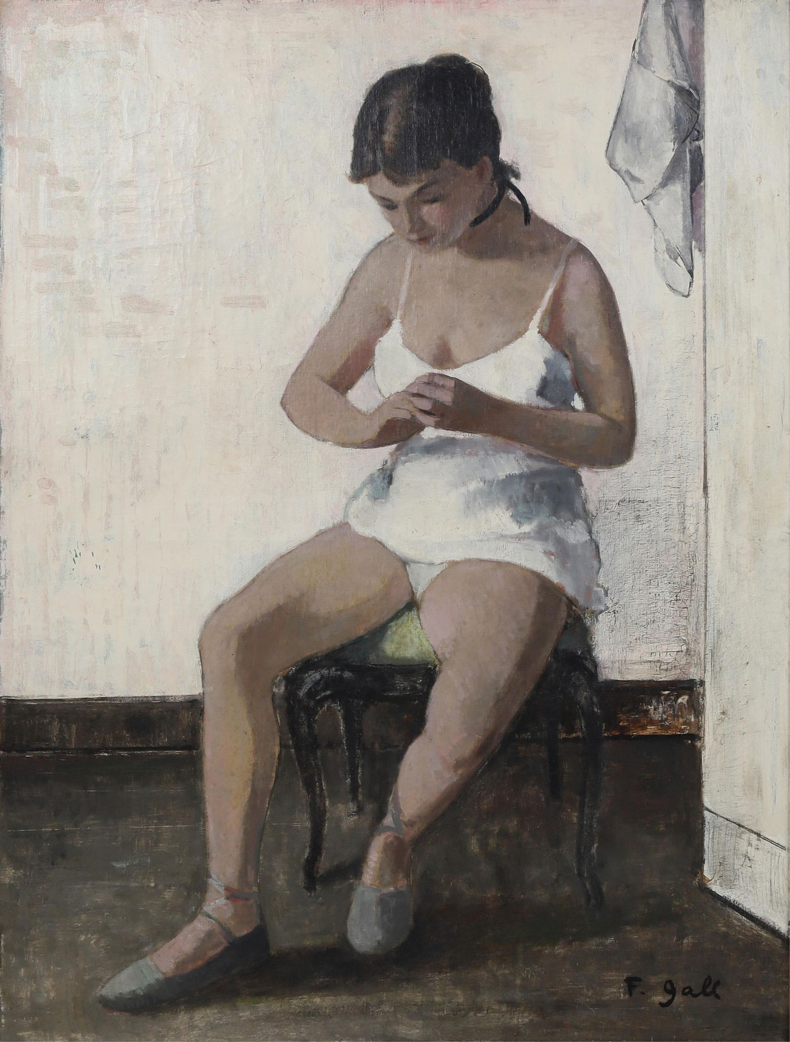 Francois Gall (Hungarian/French, 1912-1987), Seated dancer, oil on canvas, 45 1/2 x 35in (116 x: Francois Gall(Hungarian/French, 1912-1987)Seated danceroil on canvassigned lower right F. gall45 1/2 x 35in (116 x 89cm) Provenance:Property from the Collection of Joa