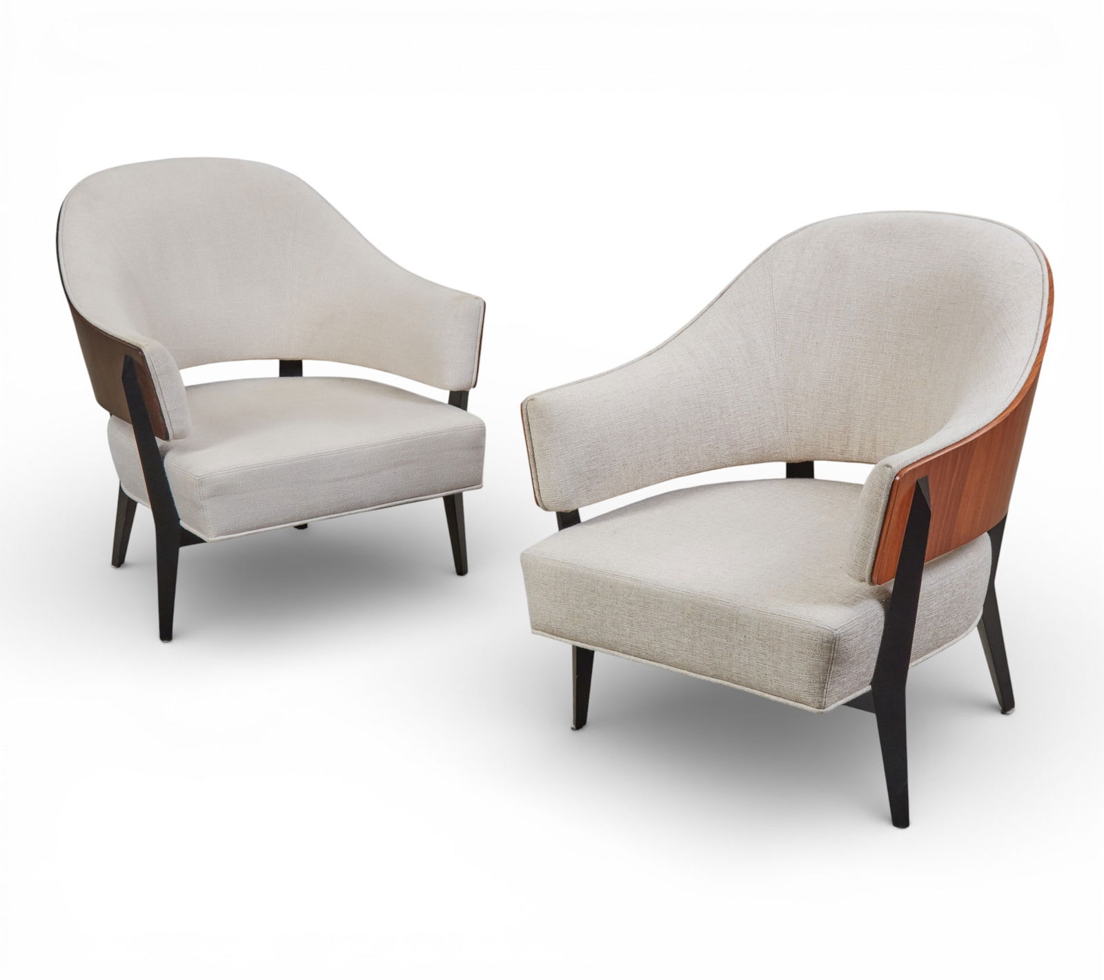 A matched pair of Therien parcel ebonized Kyoto lounge chairs, modern (1 of 8)