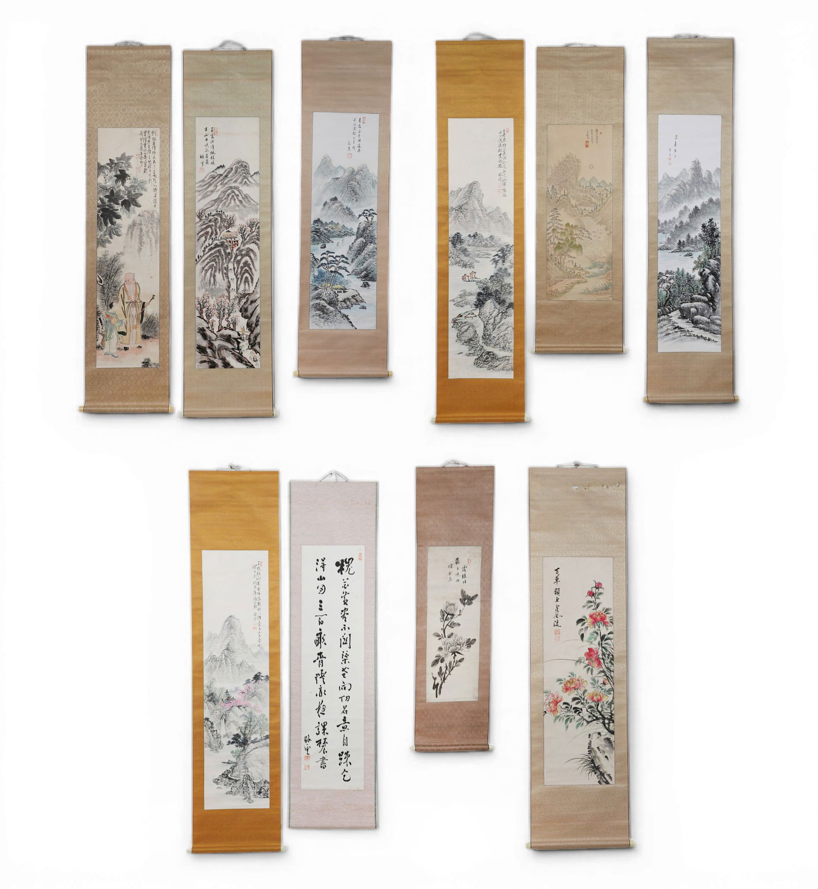 A group of ten Korean scrolls: A group of ten Korean scrolls