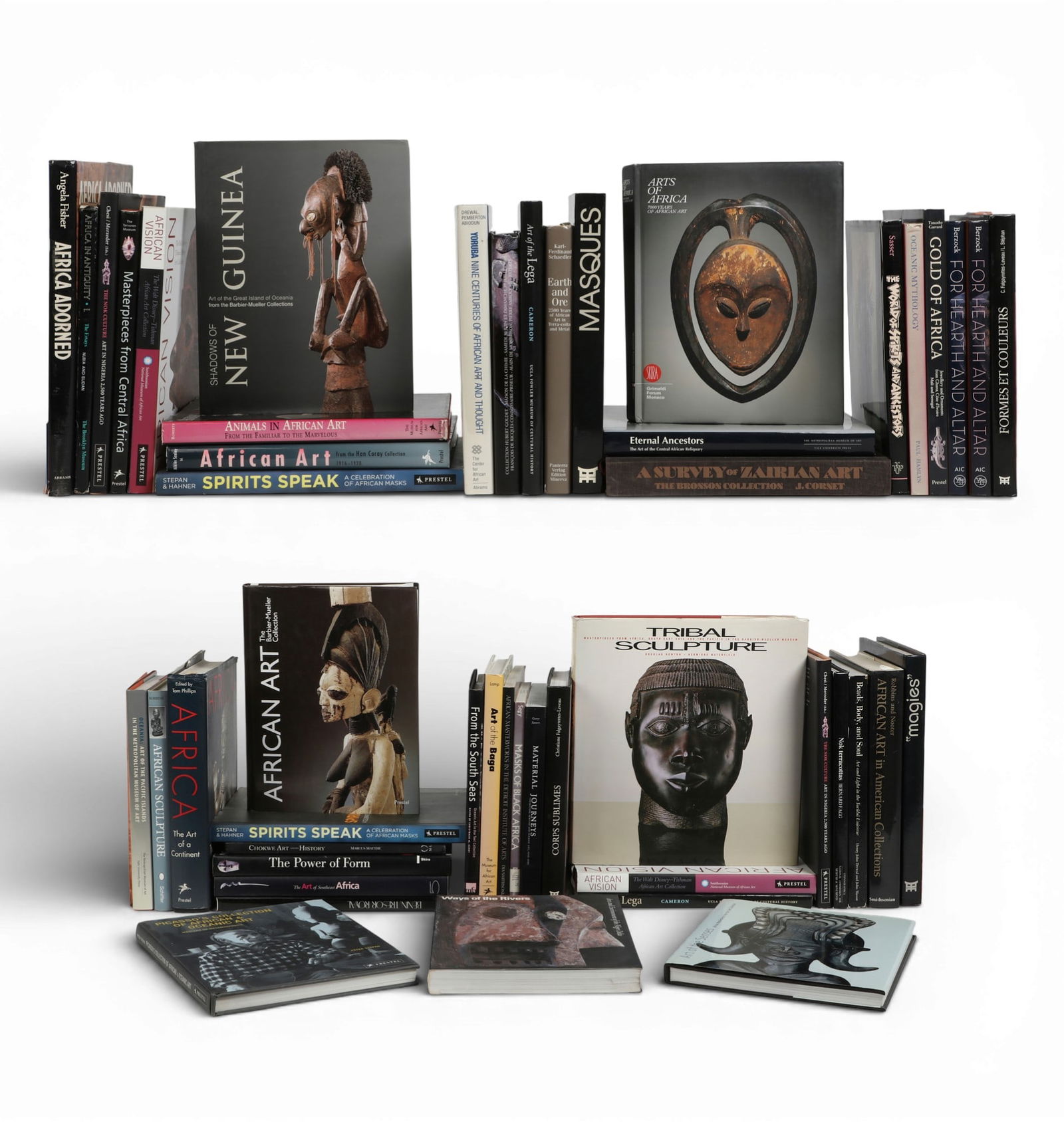 A large group of reference works on Ancient African and Oceanic Art (54): A large group of reference works on Ancient African and Oceanic Art (54) lot includes approximately fifty four reference books on African and Oceanic Art, including: 1. Masques: Suivi d'un texte de Le