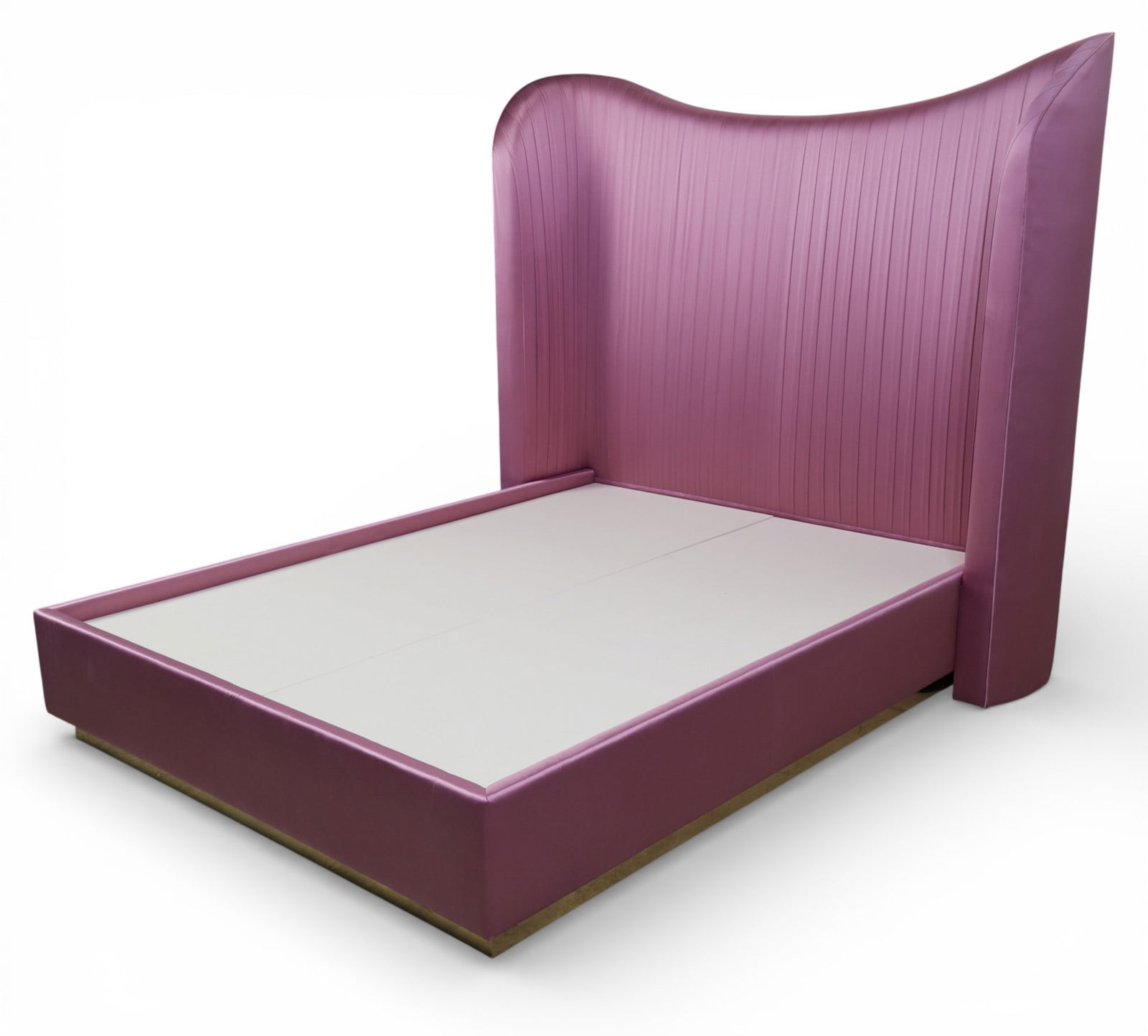 A contemporary Lilac upholstered bed: A contemporary Lilac upholstered bed height 67 1/2in (171cm); width 74 1/2in (190cm); depth 89 1/2in (227cm) Provenance: Property from a Private Los Angeles Collection curated by Martyn Lawrence