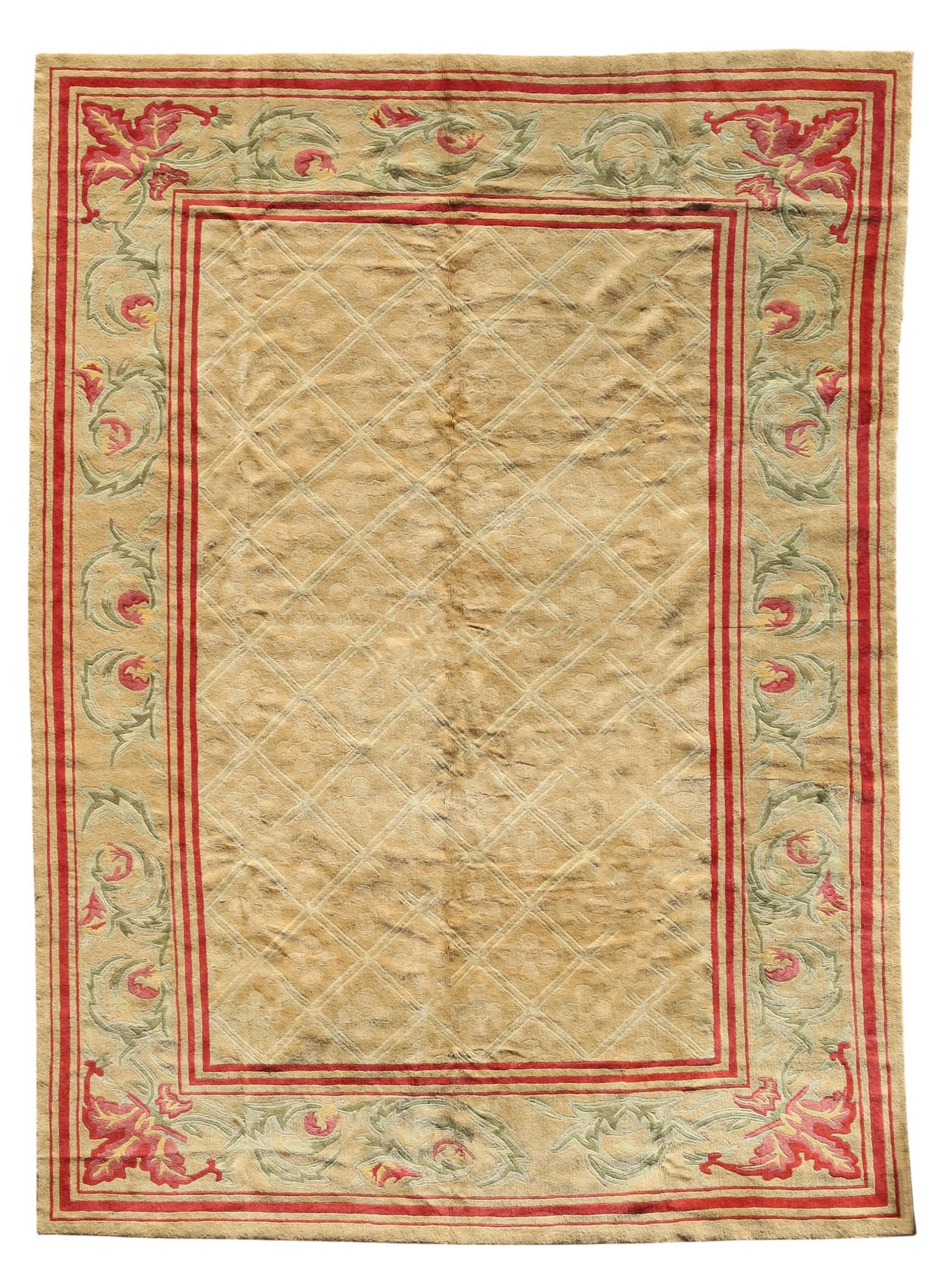 A geometric and foliage rug, probably Indian, modern: A geometric and foliage rug probably Indian modern 16ft4in x 12ft2in (500.4 x 370.8 cm.)