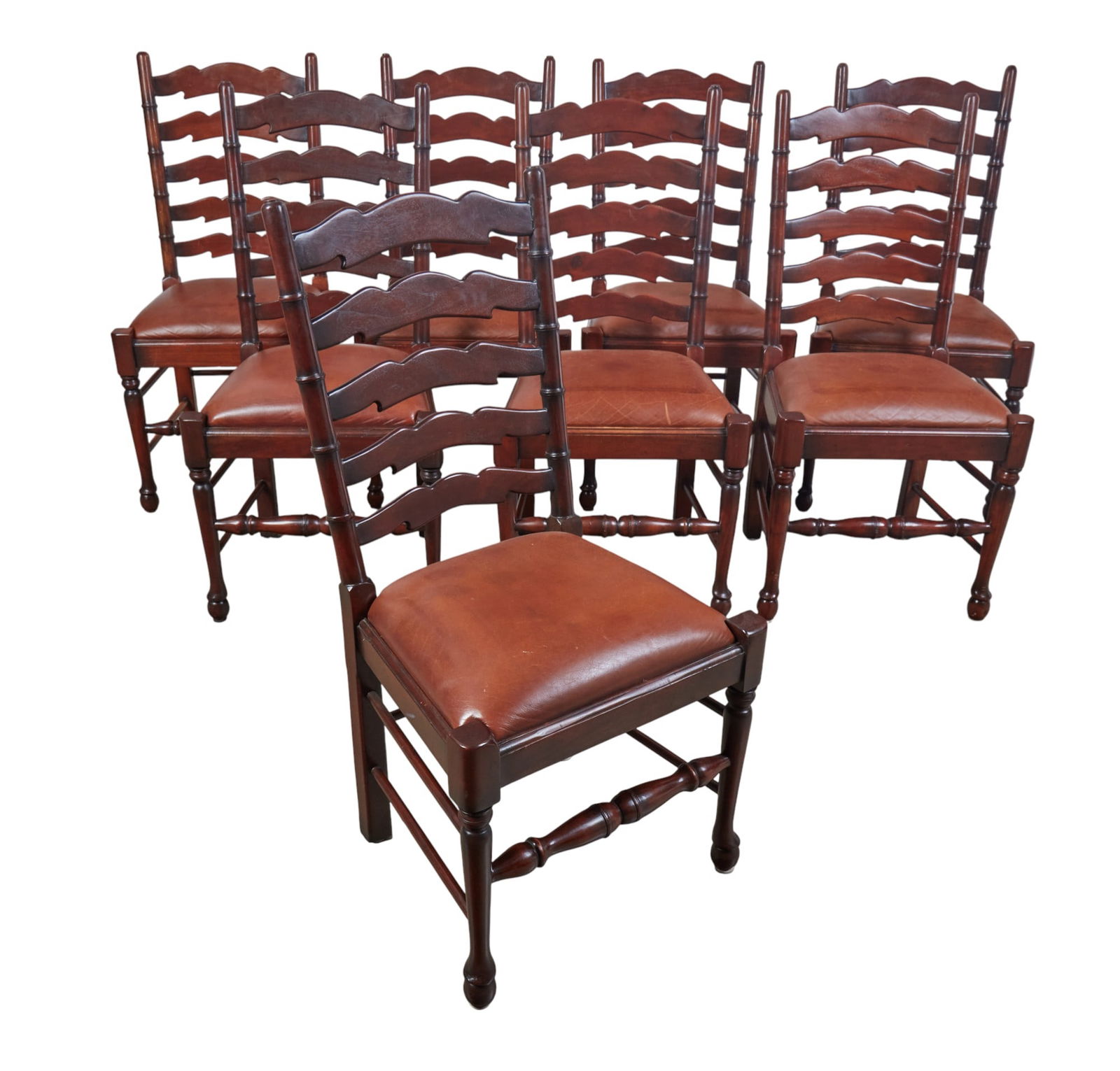 A group of eight ladderback upholstered chairs (1 of 8)