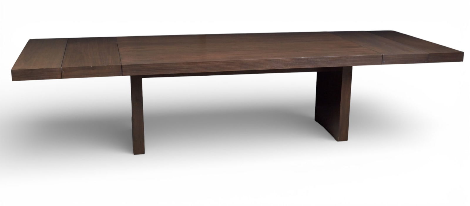 A dark stained wood extension dining table, modern (1 of 9)