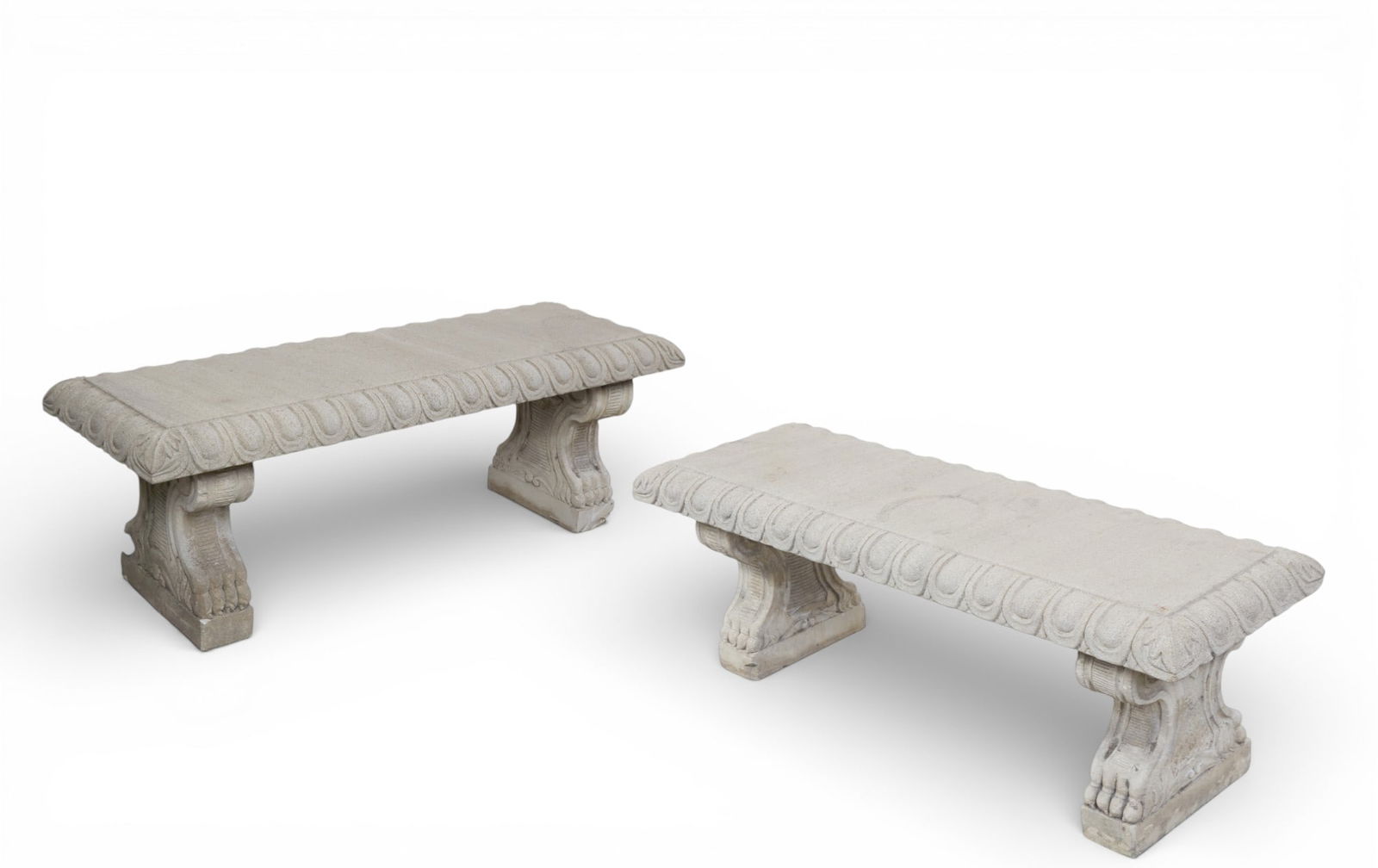 A pair of cast stone outdoor benches (1 of 15)