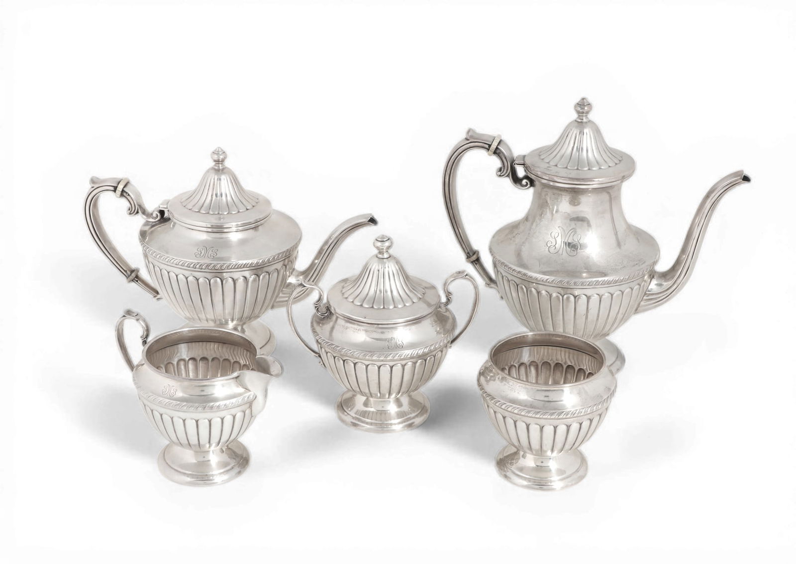 A five piece sterling silver tea and coffee service (1 of 4)