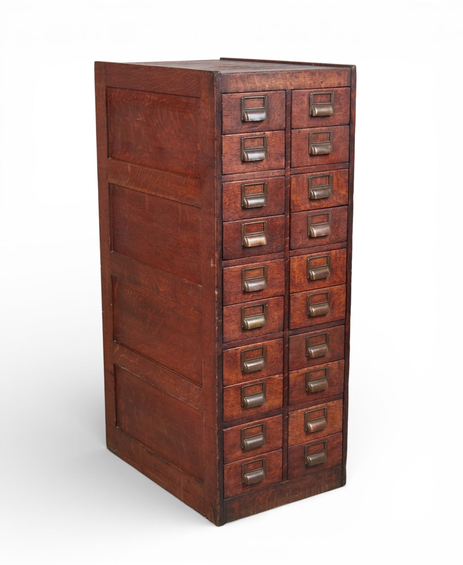 A brass mounted stained oak filing cabinet, early 20th century (1 of 6)