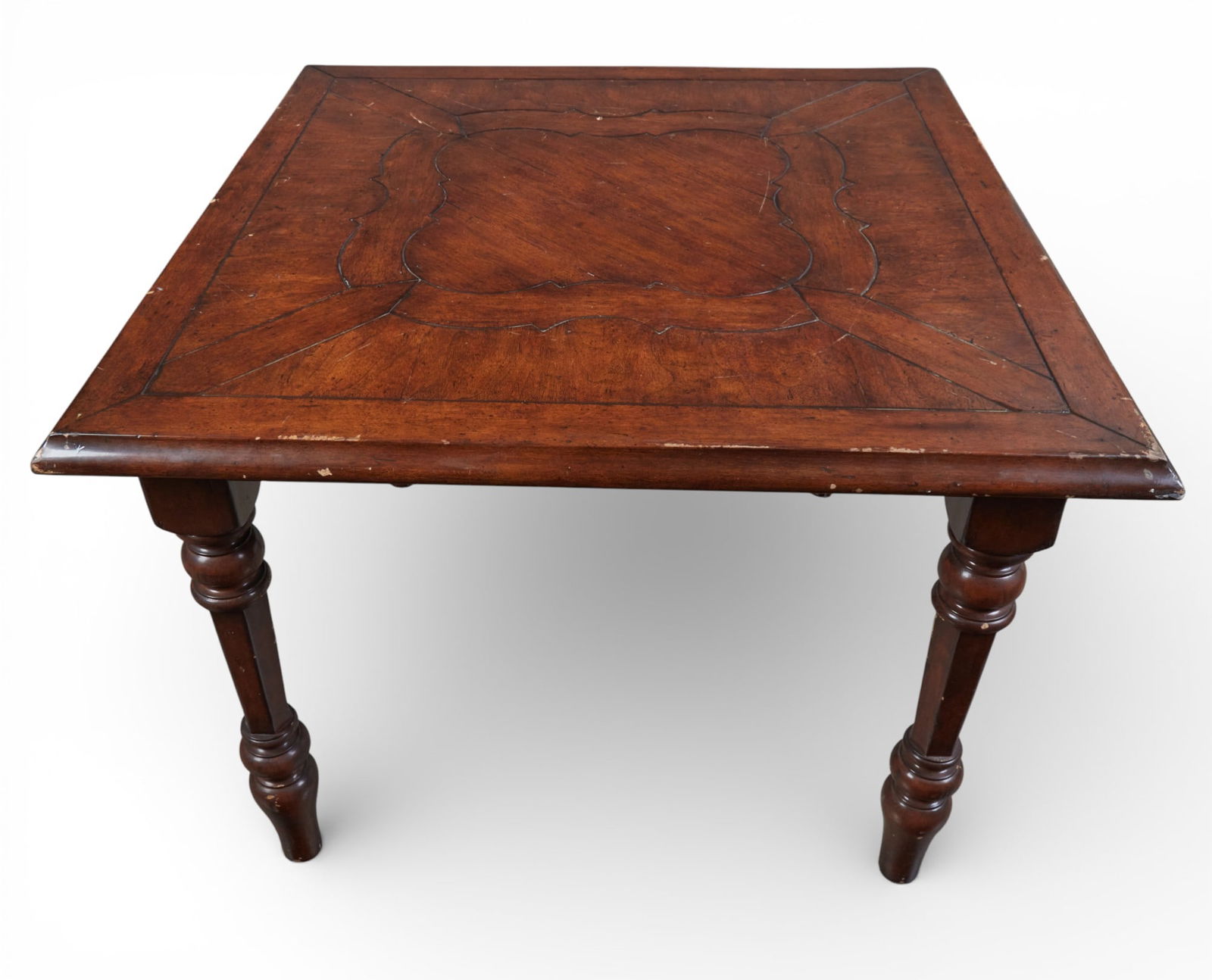 A Baroque style stained walnut square center table, late 20th century (1 of 3)
