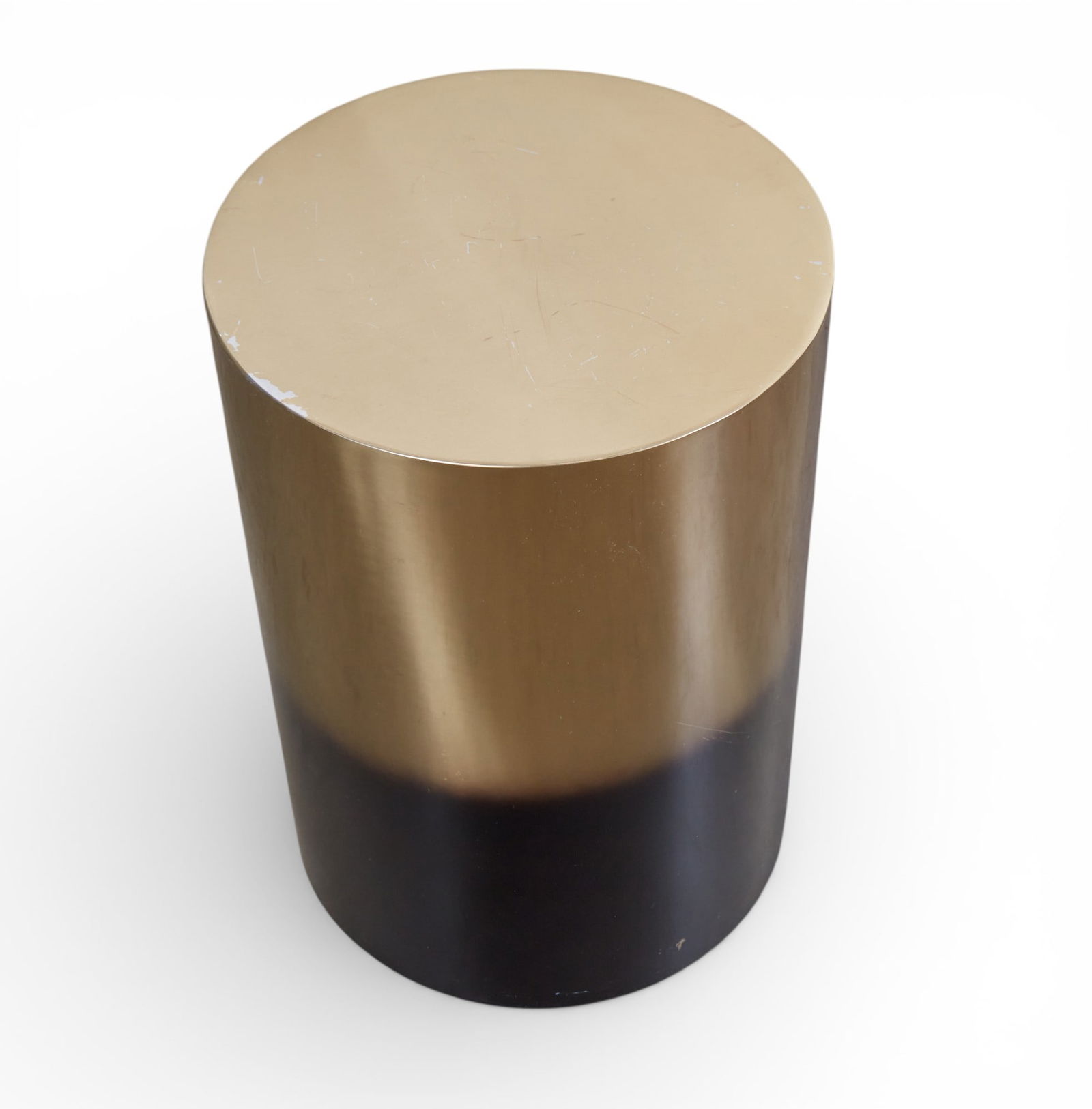 A two tone round metal side table - 3