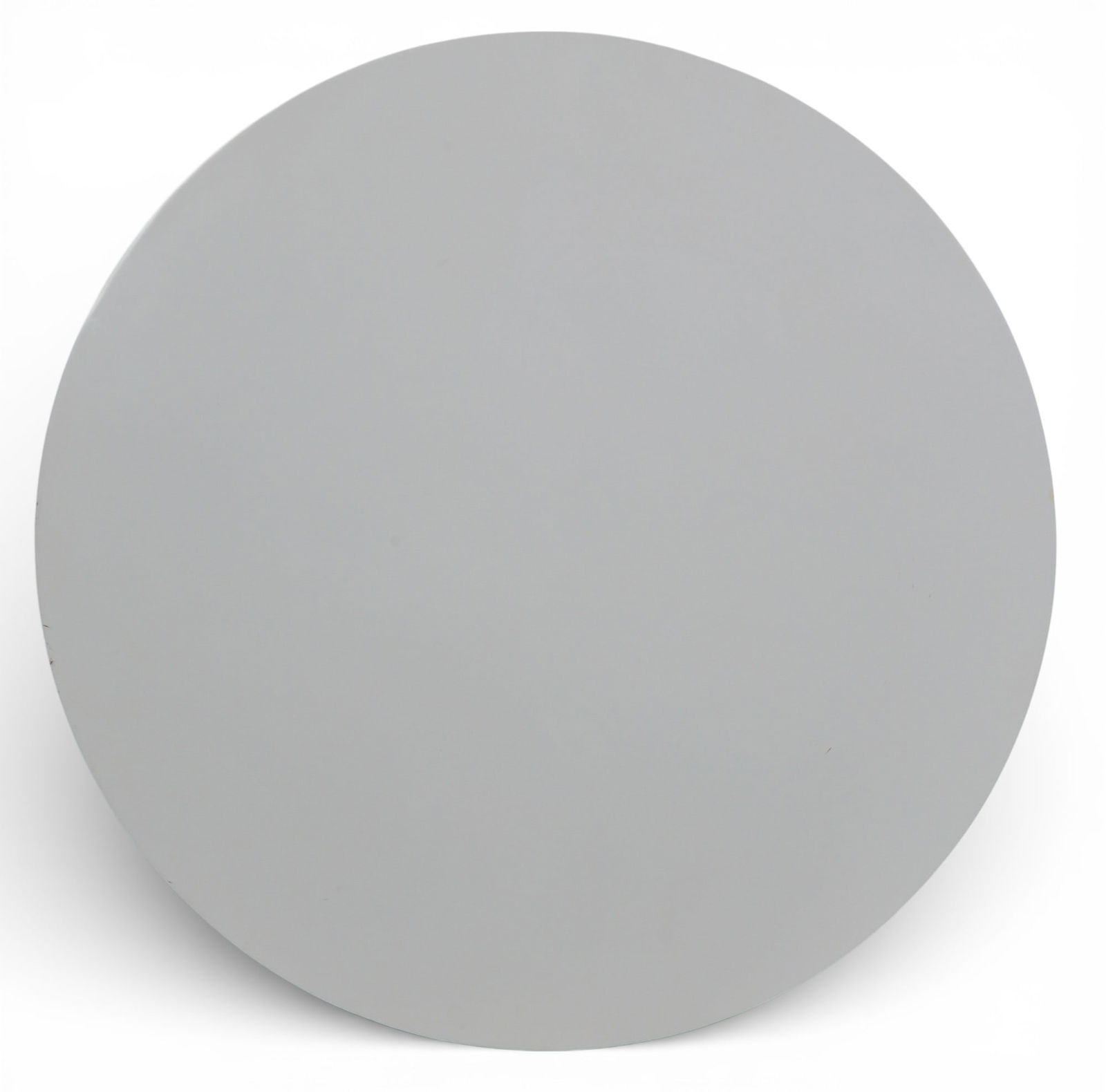 A laminated white circular table top, modern: A laminated white circular table top modern height 1 1/4in (3cm); diameter 59 1/2in (151cm)