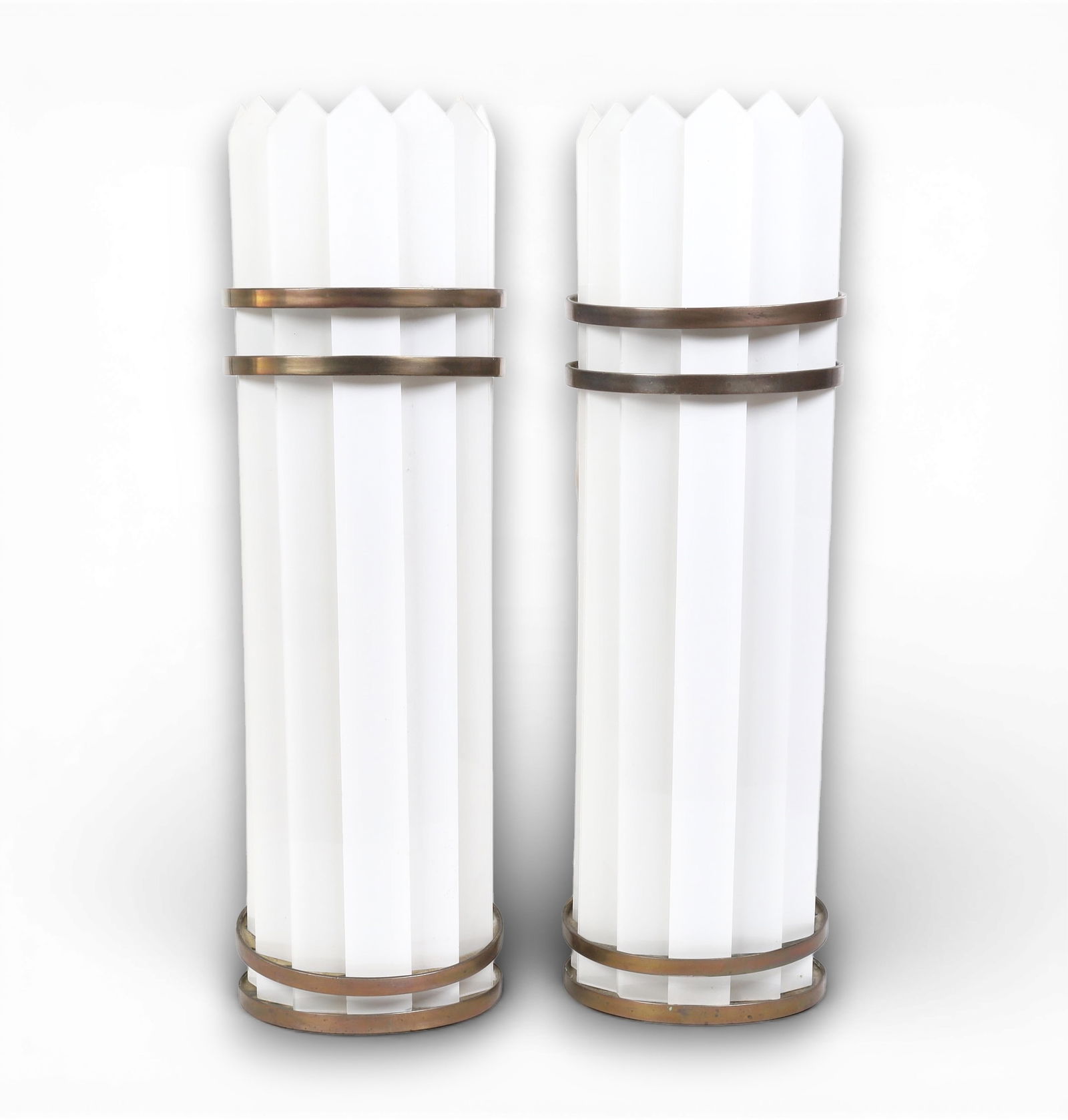 A pair of vintage art deco style wall sconces: A pair of vintage art deco style wall sconces height 28 x width 9 in. (71.1 x 22.9 cm.)