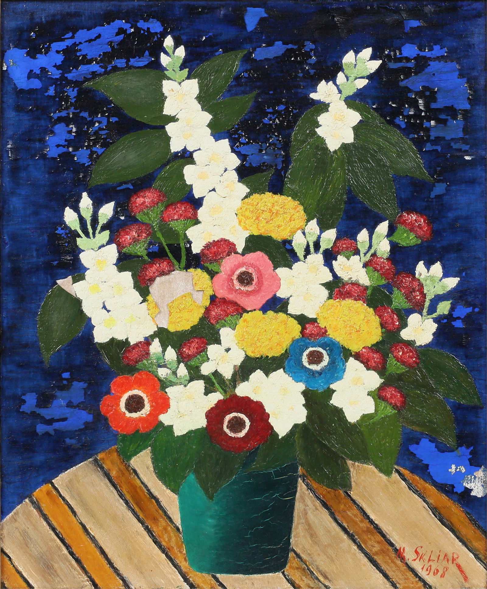 Michel Skliar (France, 1897-1971), Vase of Flowers, oil on linen, height 18 x width 15in (46 x 38cm): Michel Skliar France 1897-1971 Vase of Flowers oil on linen signed and dated to lower right height 18 x width 15in (46 x 38cm)