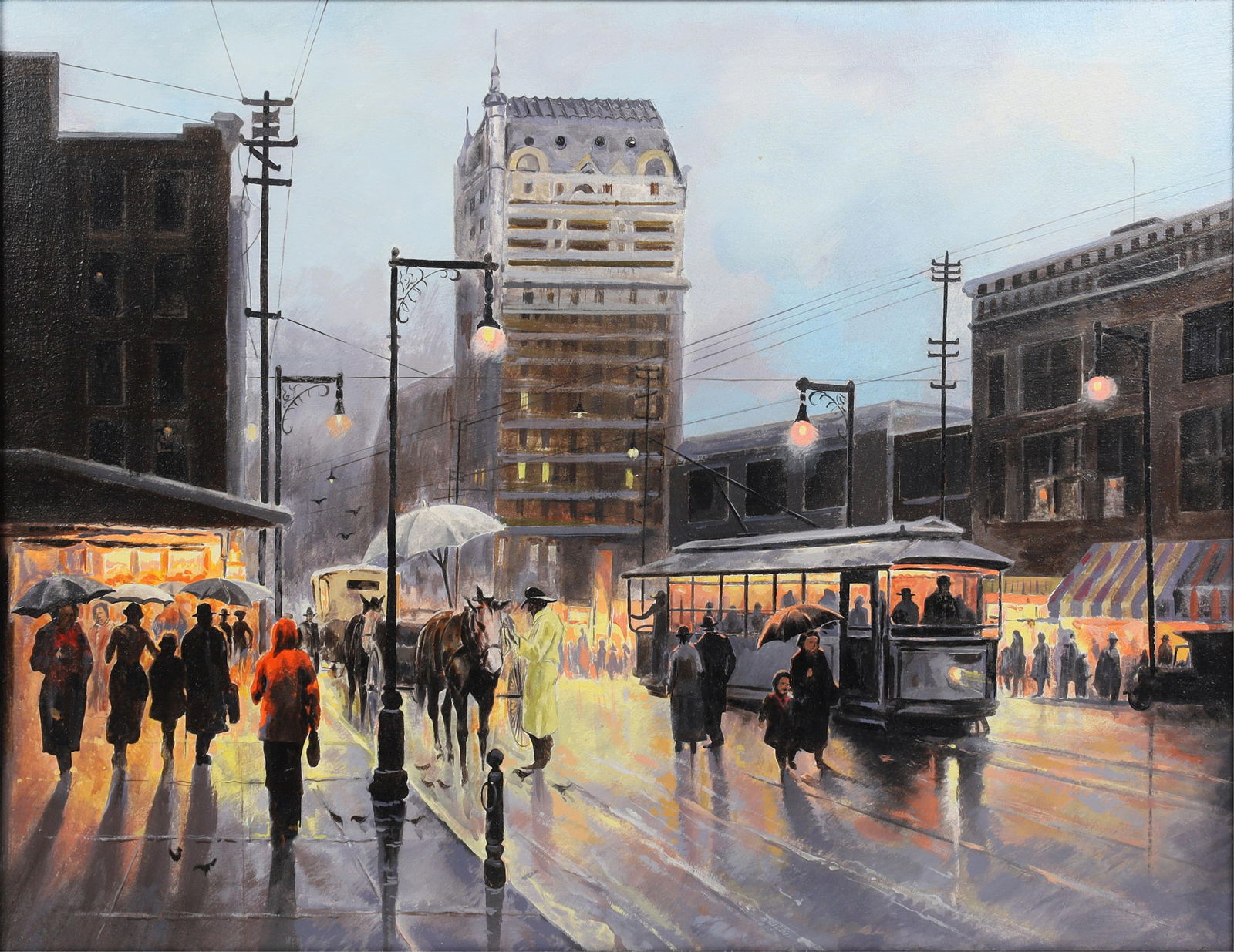 In the manner of G. Harvey (American, 20th century), Dallas Remembered, oil on canvas, 25 x 32: In the manner of G. Harvey American 20th century Dallas Remembered oil on canvas unsigned 25 x 32 1`/2in (64 x 83cm)