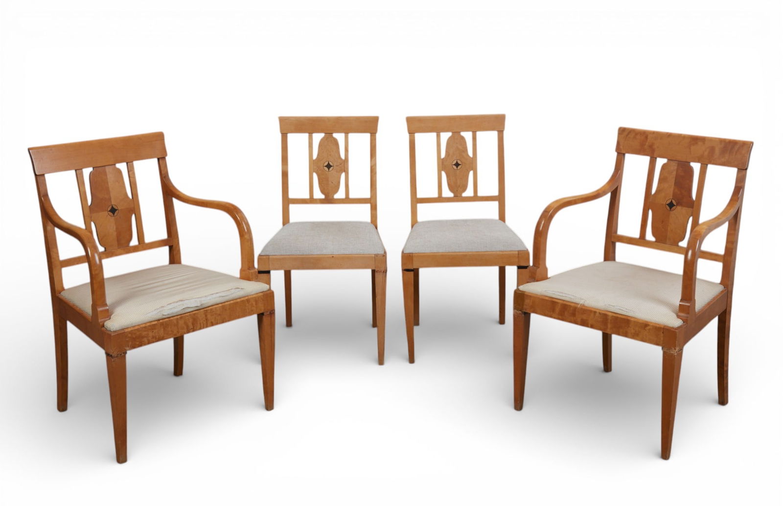 A pair of biedermeier style arm chairs together with two matching side chairs. (1 of 5)