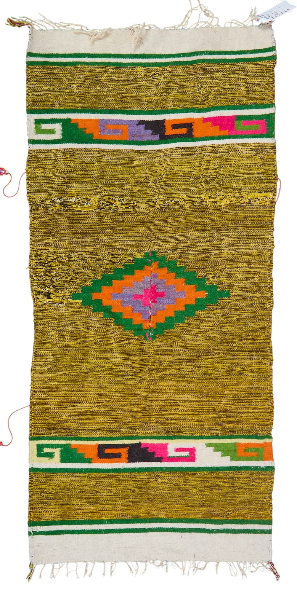 A flat weave rug, possibly Native American (1 of 3)