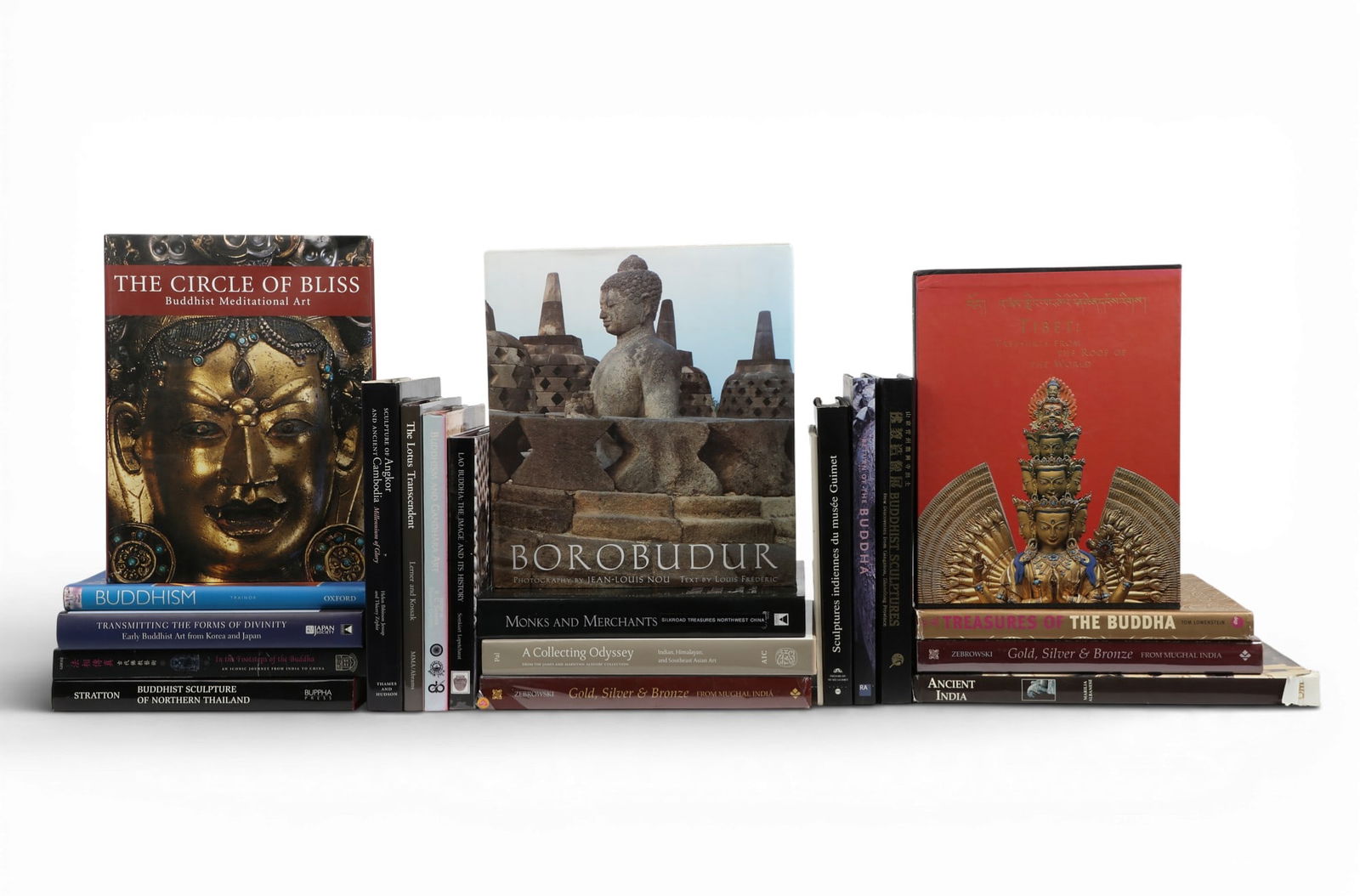 A large group of reference works on Ancient Buddhist Art (21): A large group of reference works on Ancient Buddhist Art (21) lot includes approximately twenty one reference works pertaining to the Buddha and Buddhist Art including: 1. The Circle of Bliss: Buddhis