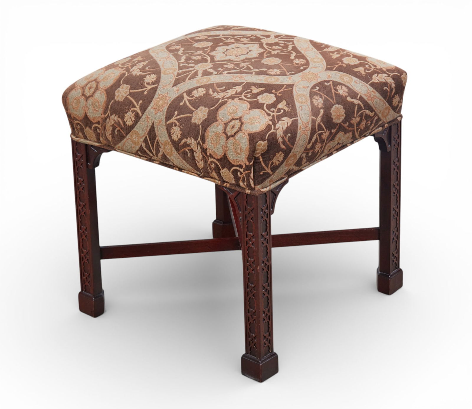 A George III style blind fret decorated stool, modern (1 of 5)