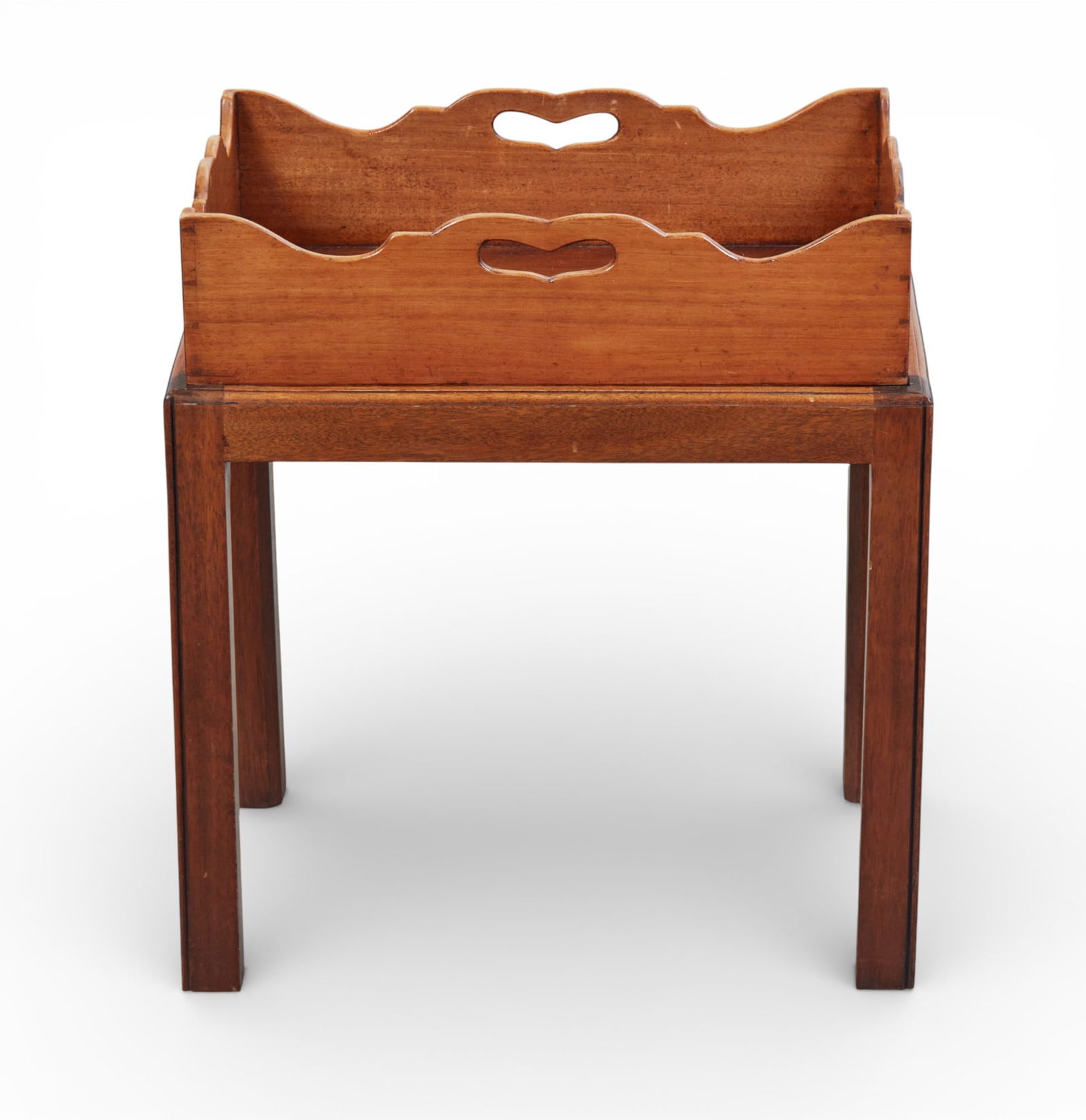 An English mahogany tray on later stand, tray 19th century (1 of 5)