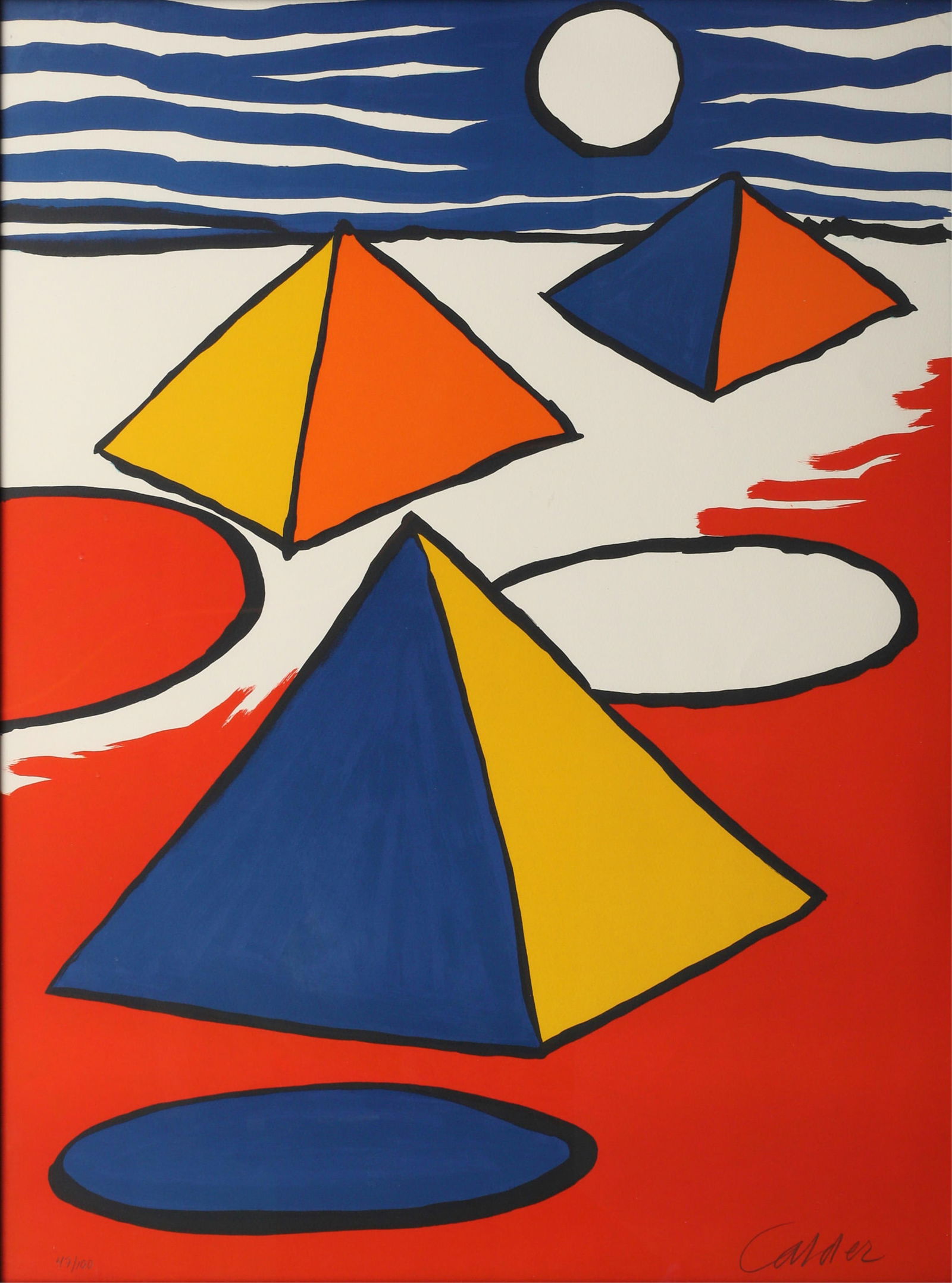 Alexander Calder, Pyramids at Night, 1970, lithograph in colors on Arches wove paper, (1 of 7)
