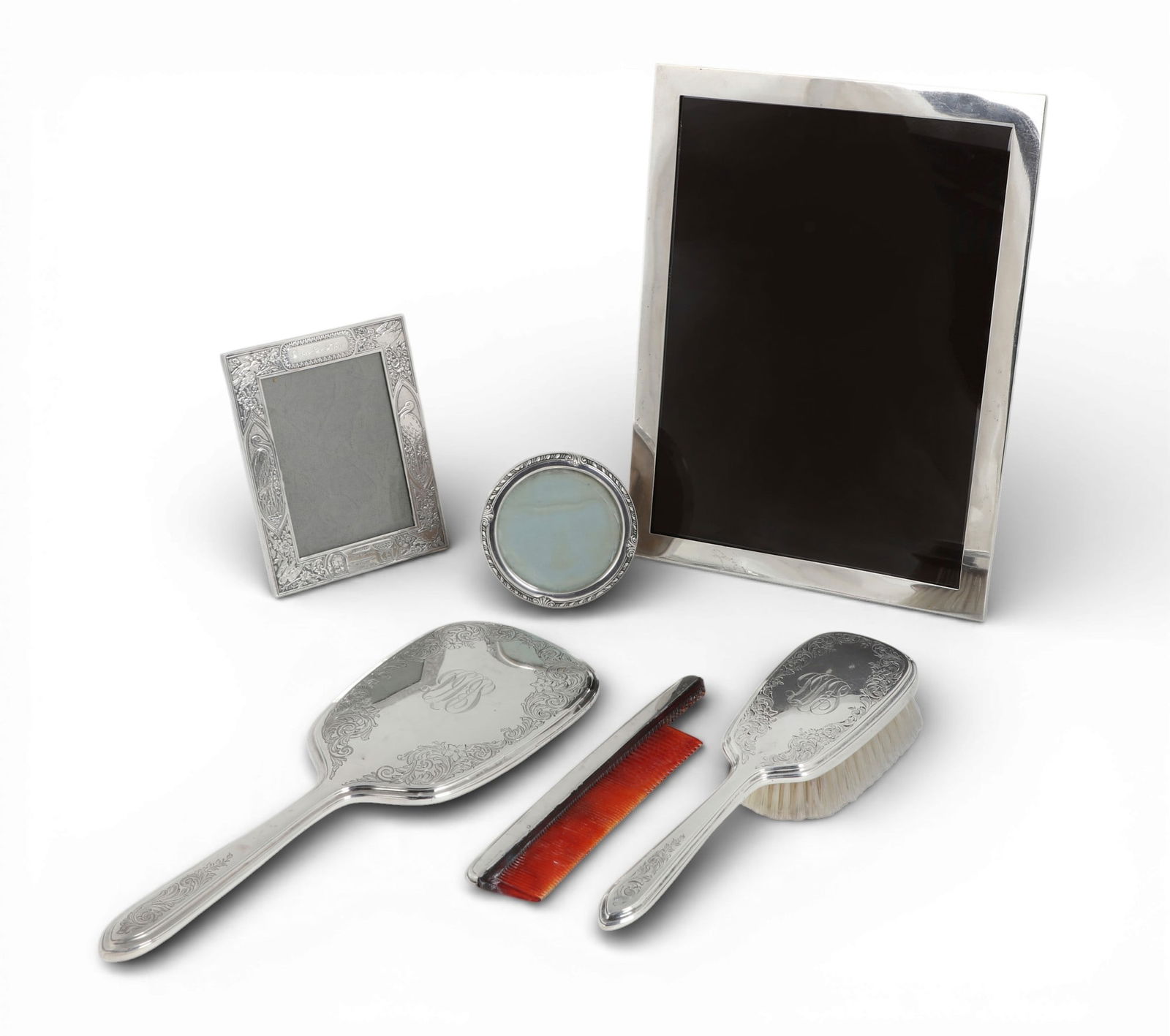 An assembled group of six American sterling silver vanity and table articles (1 of 4)