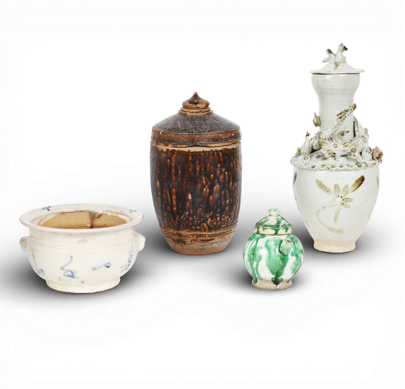 Four Southeast Asian glazed pottery vessels (1 of 8)