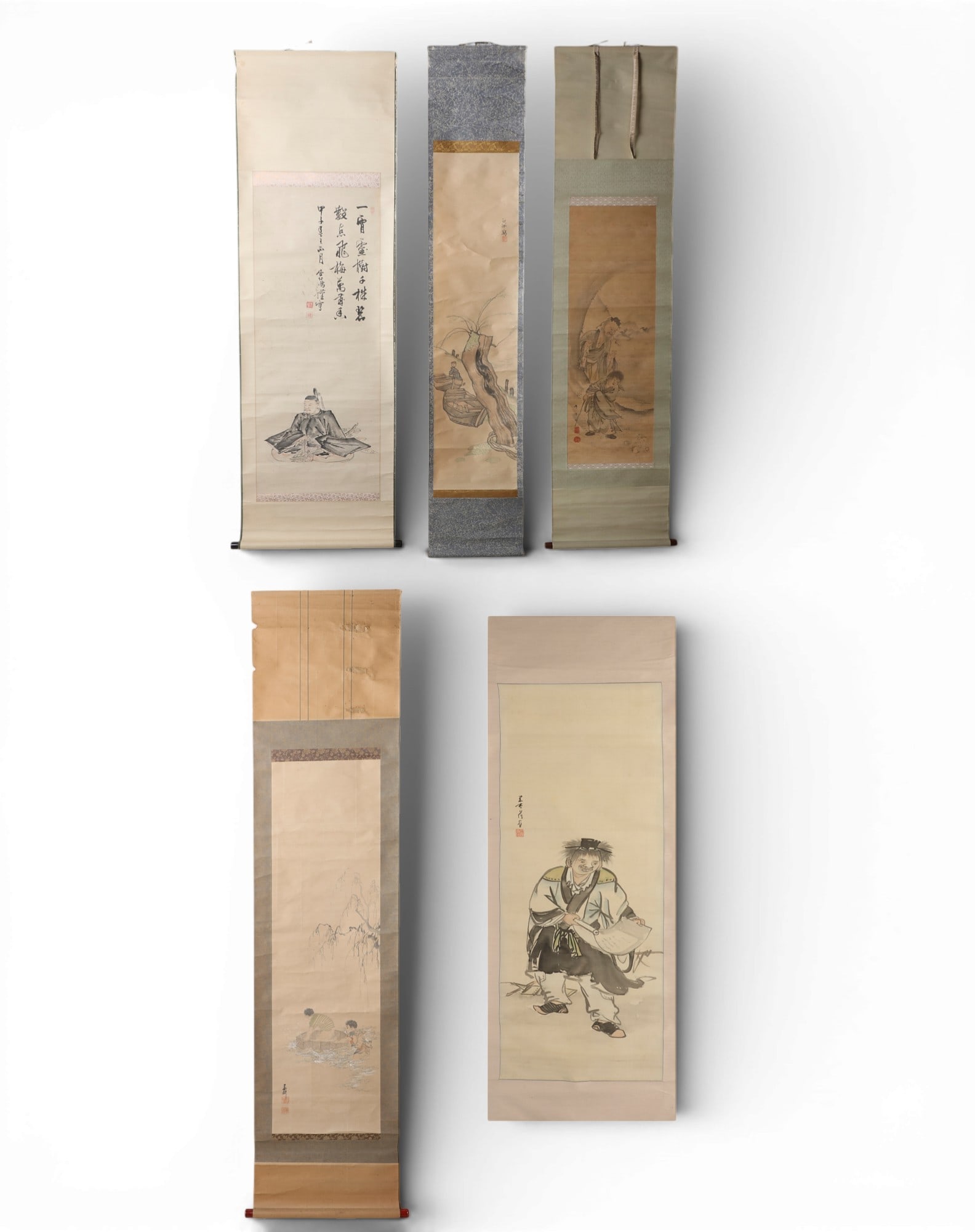 Five Japanese figural scrolls (1 of 11)