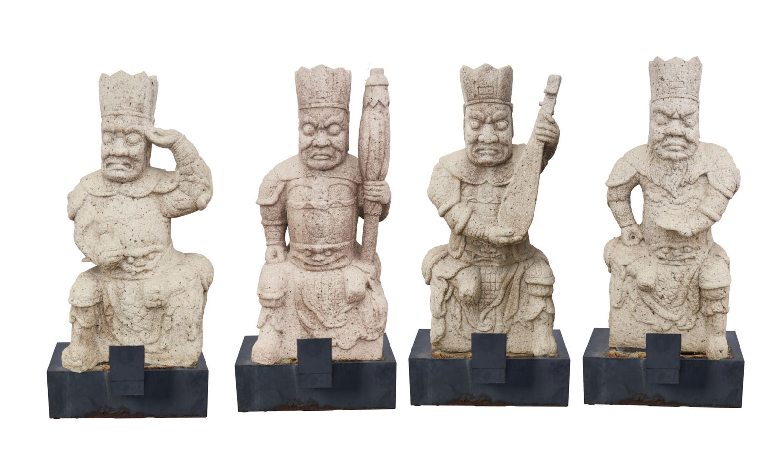A set of four monumental Song Dynasty style granite figures of temple guardians (1 of 9)
